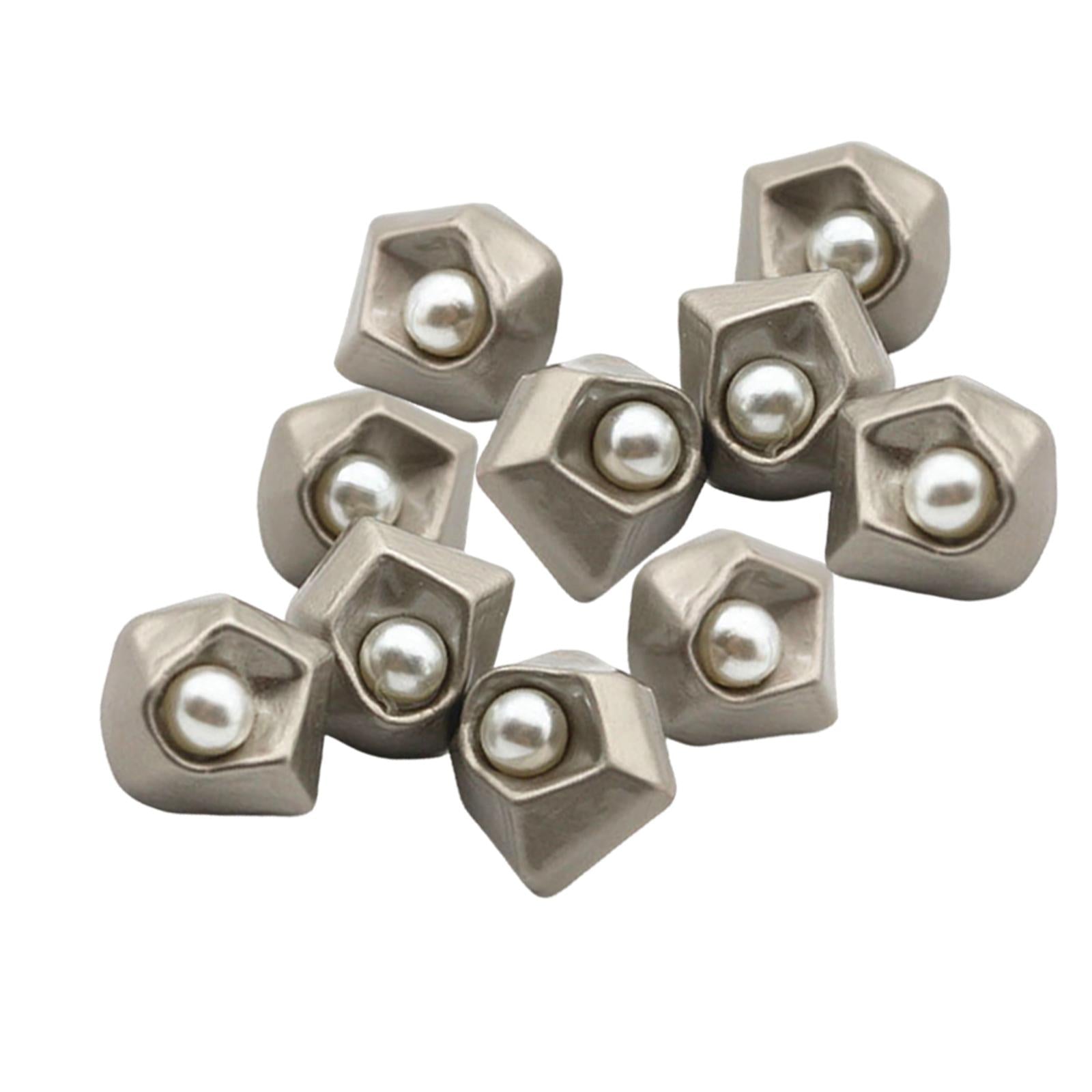 10Pcs Pearl Buttons Sewing Fasteners Decoration for DIY Crafting Silver Gray