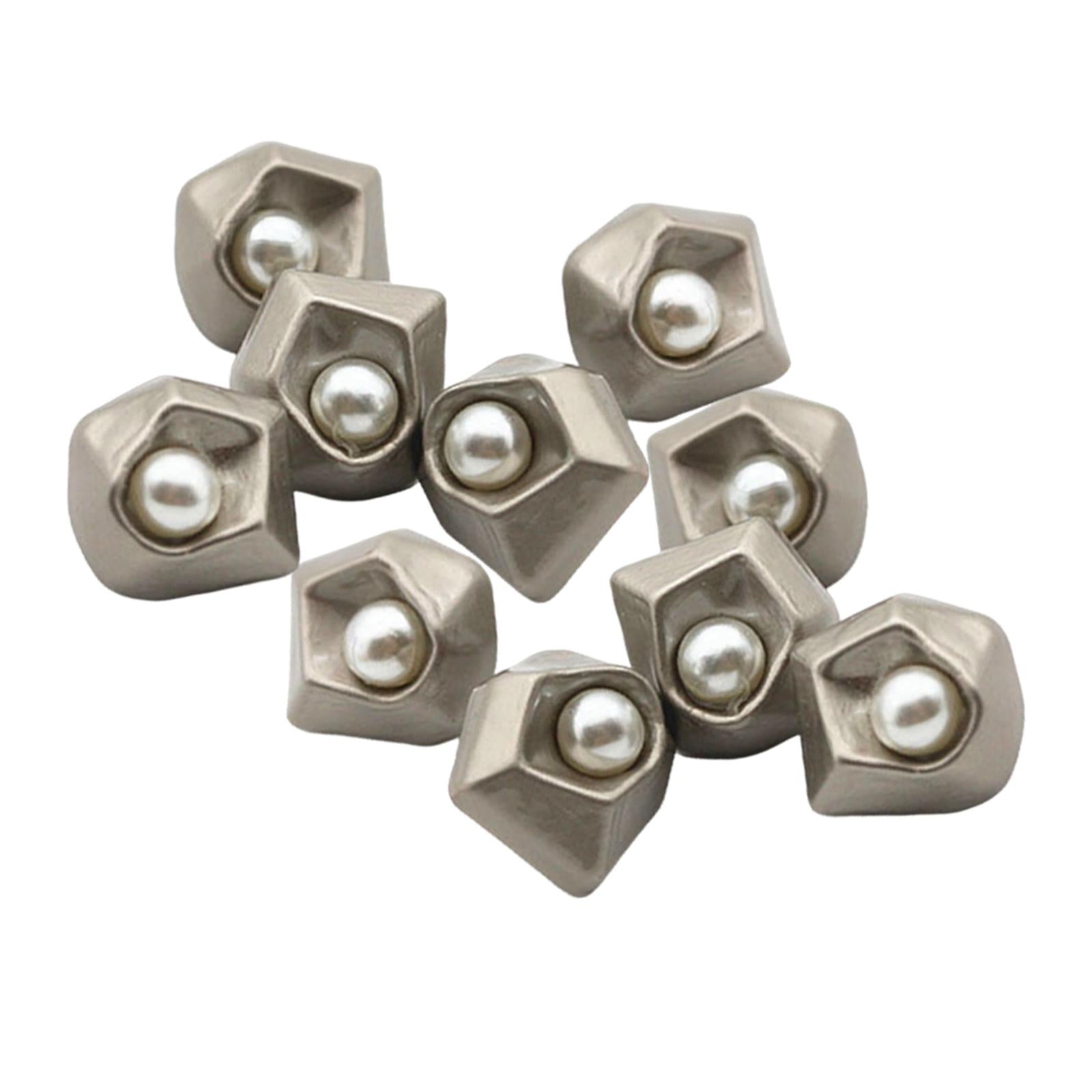 10Pcs Pearl Buttons Sewing Fasteners Decoration for DIY Crafting Silver Gray