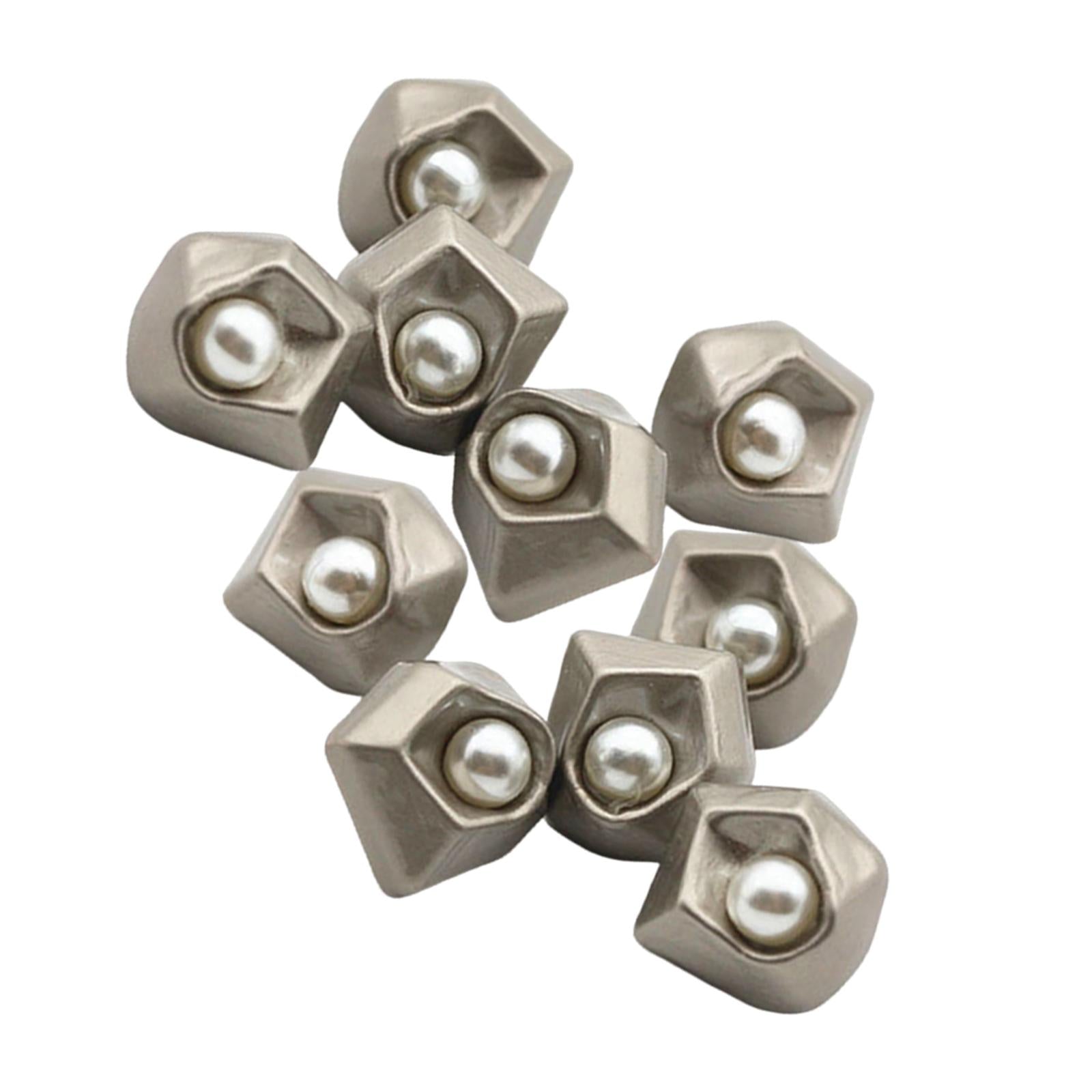 10Pcs Pearl Buttons Sewing Fasteners Decoration for DIY Crafting Silver Gray