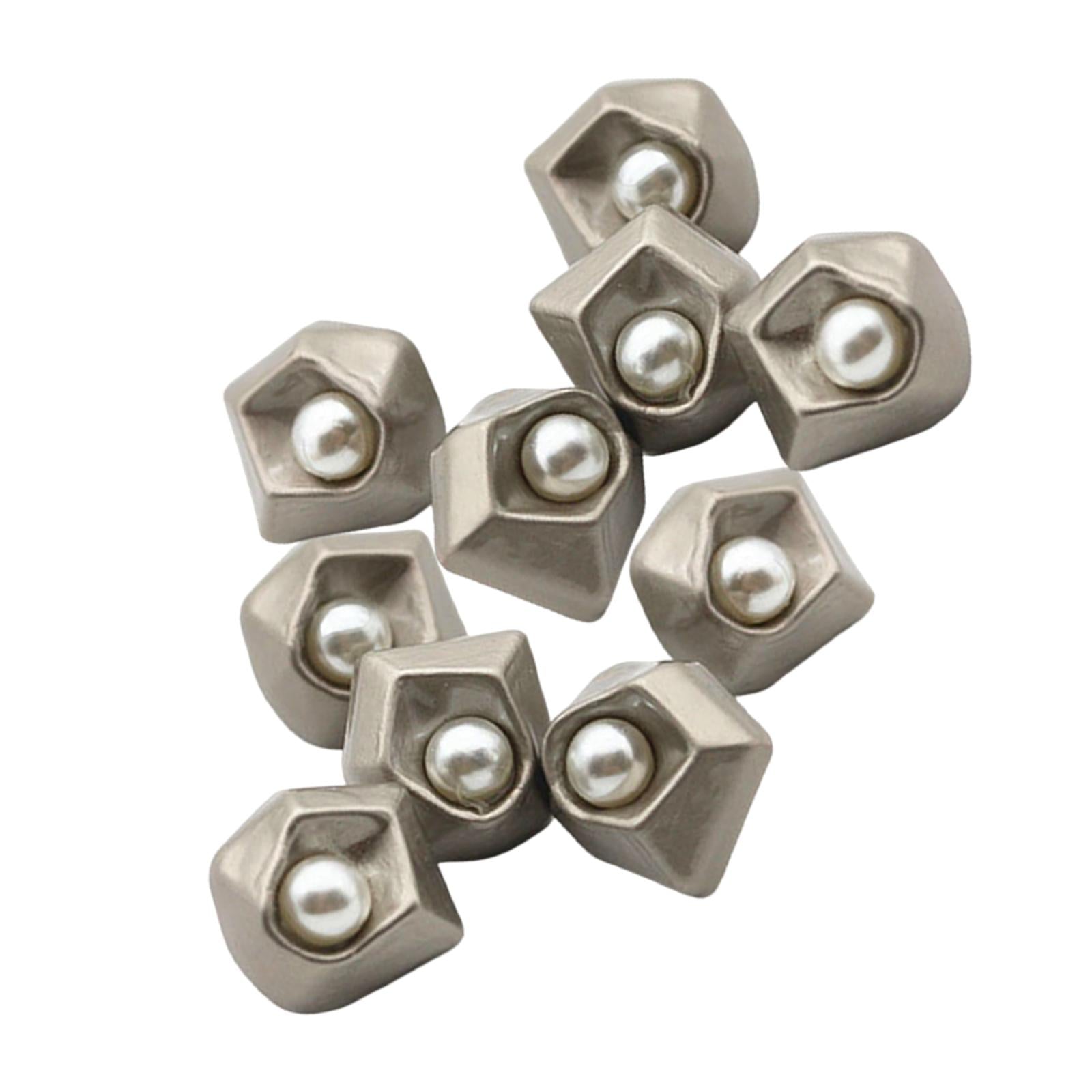 10Pcs Pearl Buttons Sewing Fasteners Decoration for DIY Crafting Silver Gray