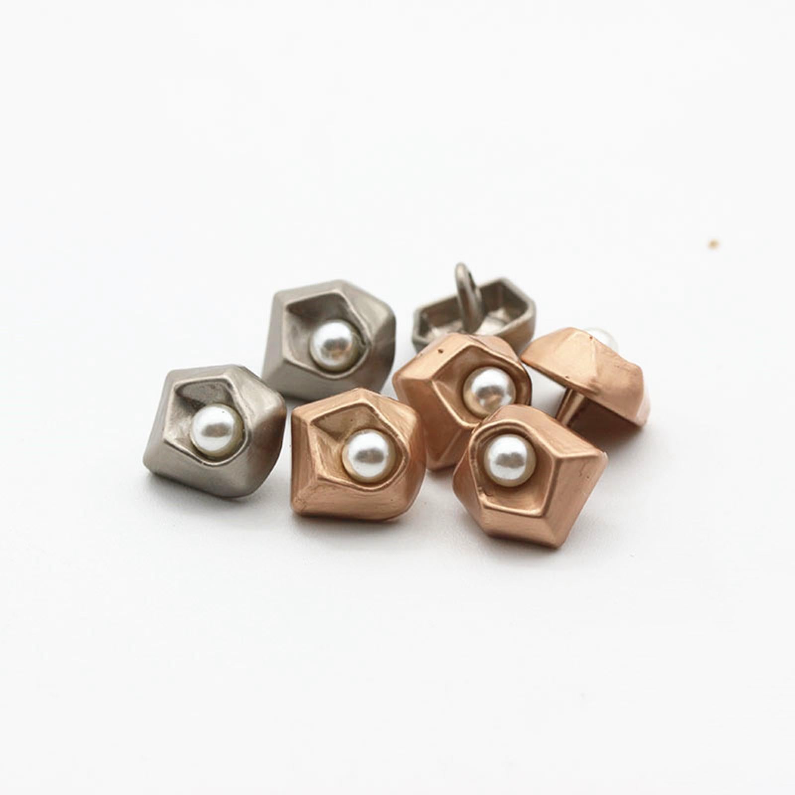 10Pcs Pearl Buttons Sewing Fasteners Decoration for DIY Crafting Silver Gray