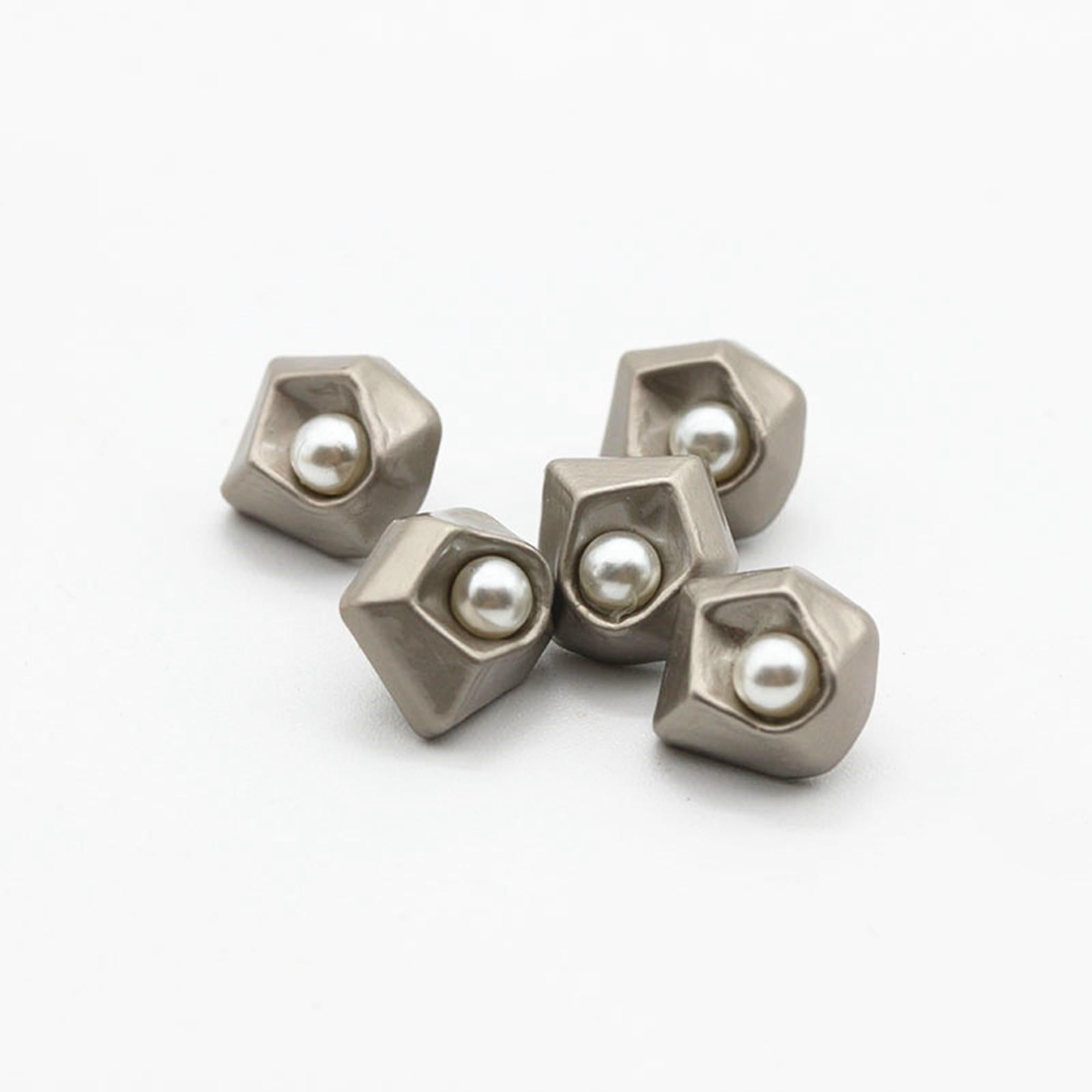 10Pcs Pearl Buttons Sewing Fasteners Decoration for DIY Crafting Silver Gray