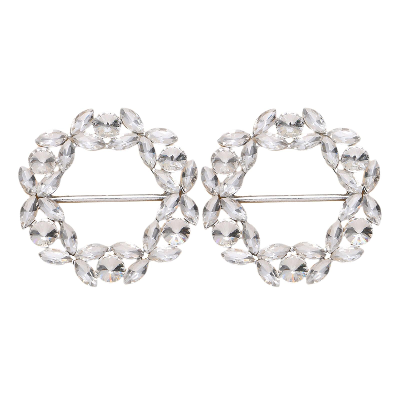 2 Pieces Ribbon Sliders Rhinestone Applique Clips Buckle Bridesmaids White