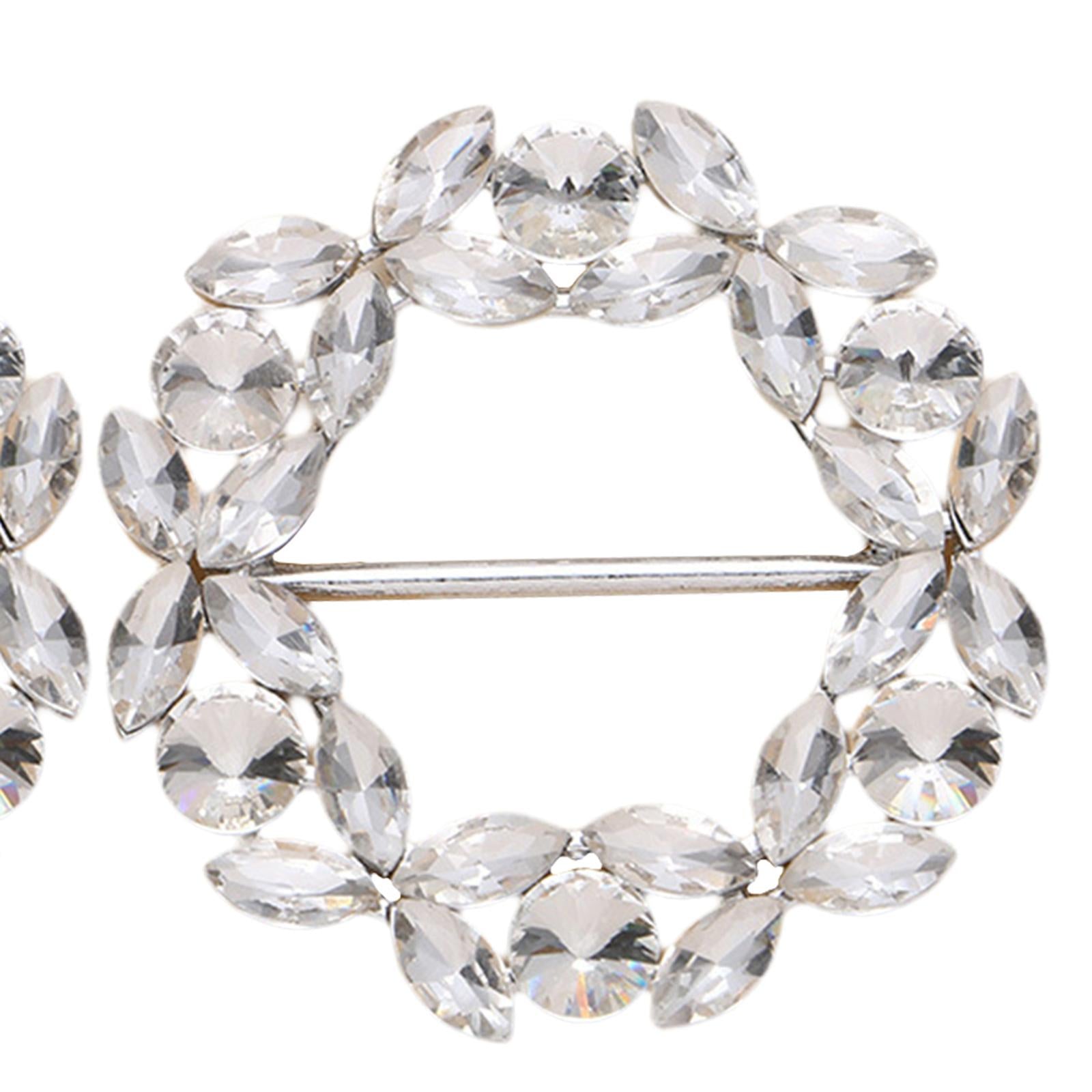 2 Pieces Ribbon Sliders Rhinestone Applique Clips Buckle Bridesmaids White