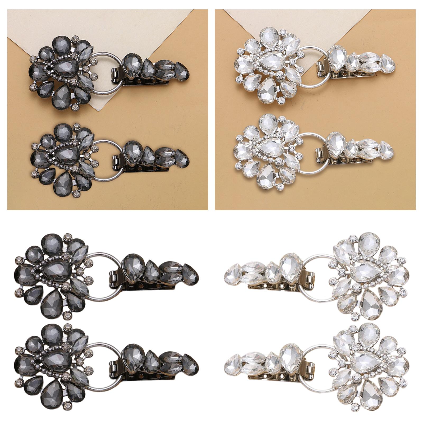 Luxury Metal Alloy Rhinestones Duckbill Button Fur Suede Coat Accessory Black