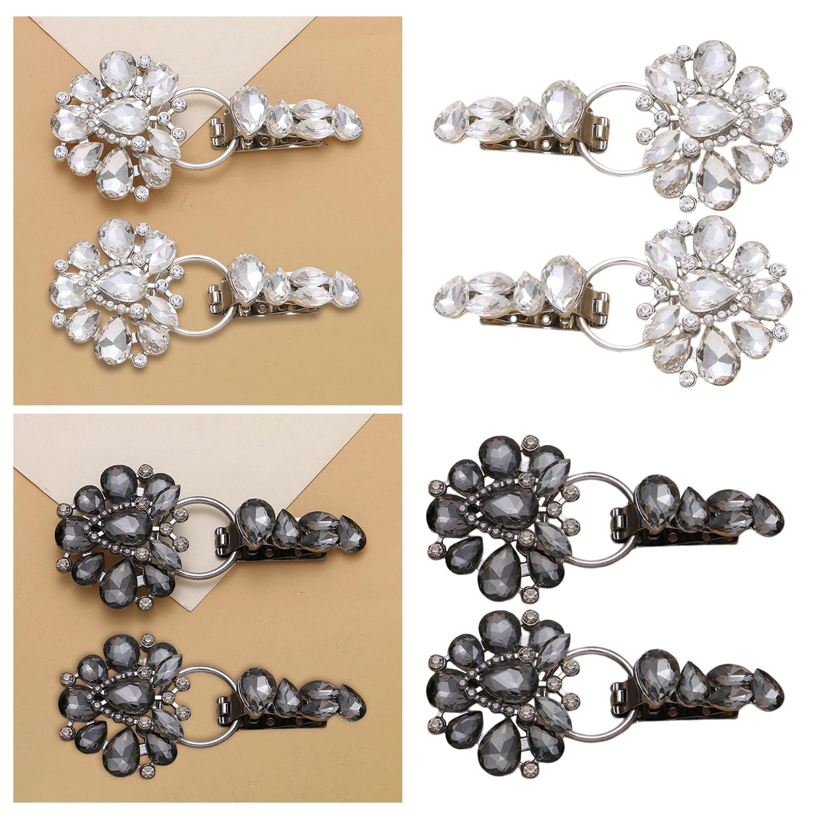 Luxury Metal Alloy Rhinestones Duckbill Button Fur Suede Coat Accessory Black