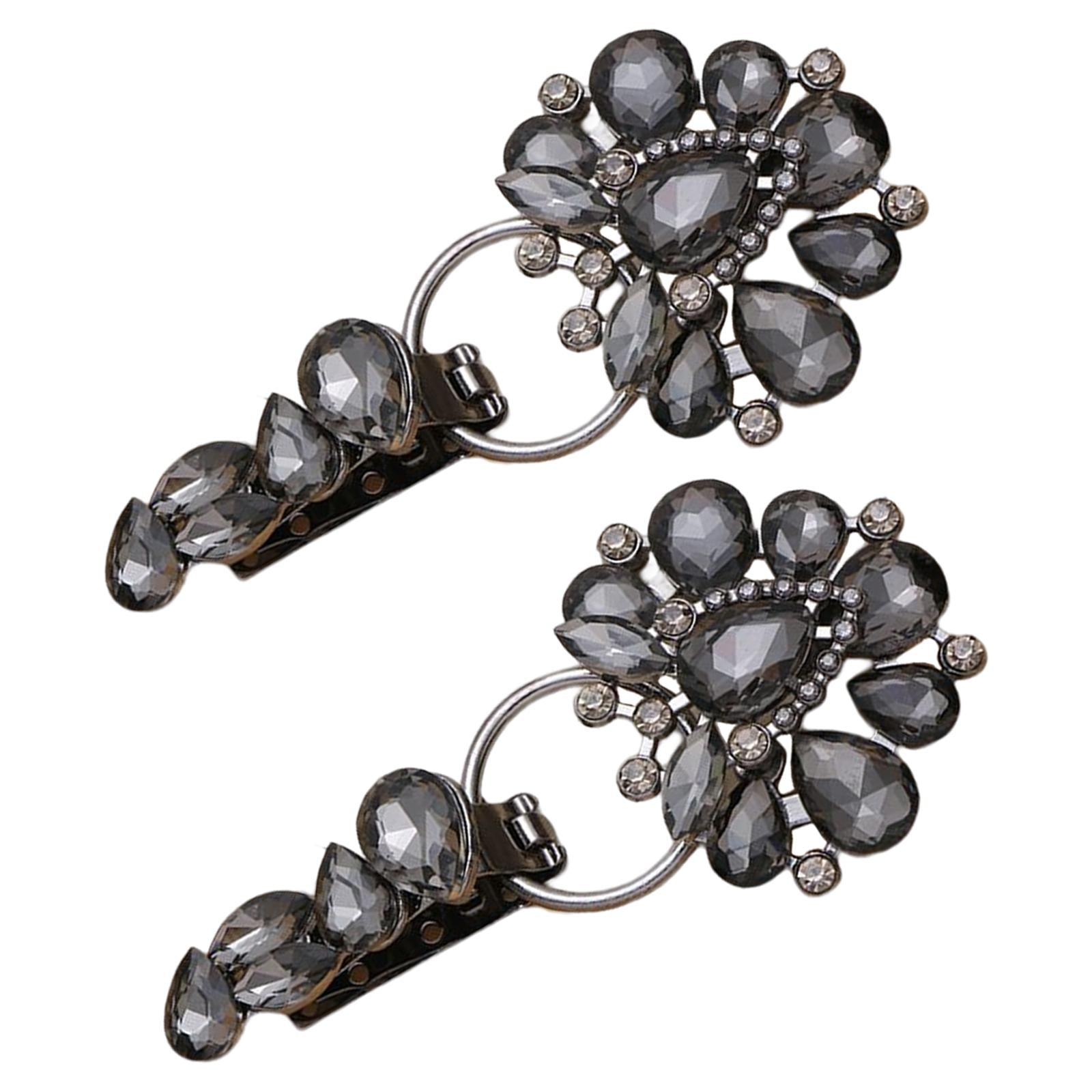 Luxury Metal Alloy Rhinestones Duckbill Button Fur Suede Coat Accessory Black