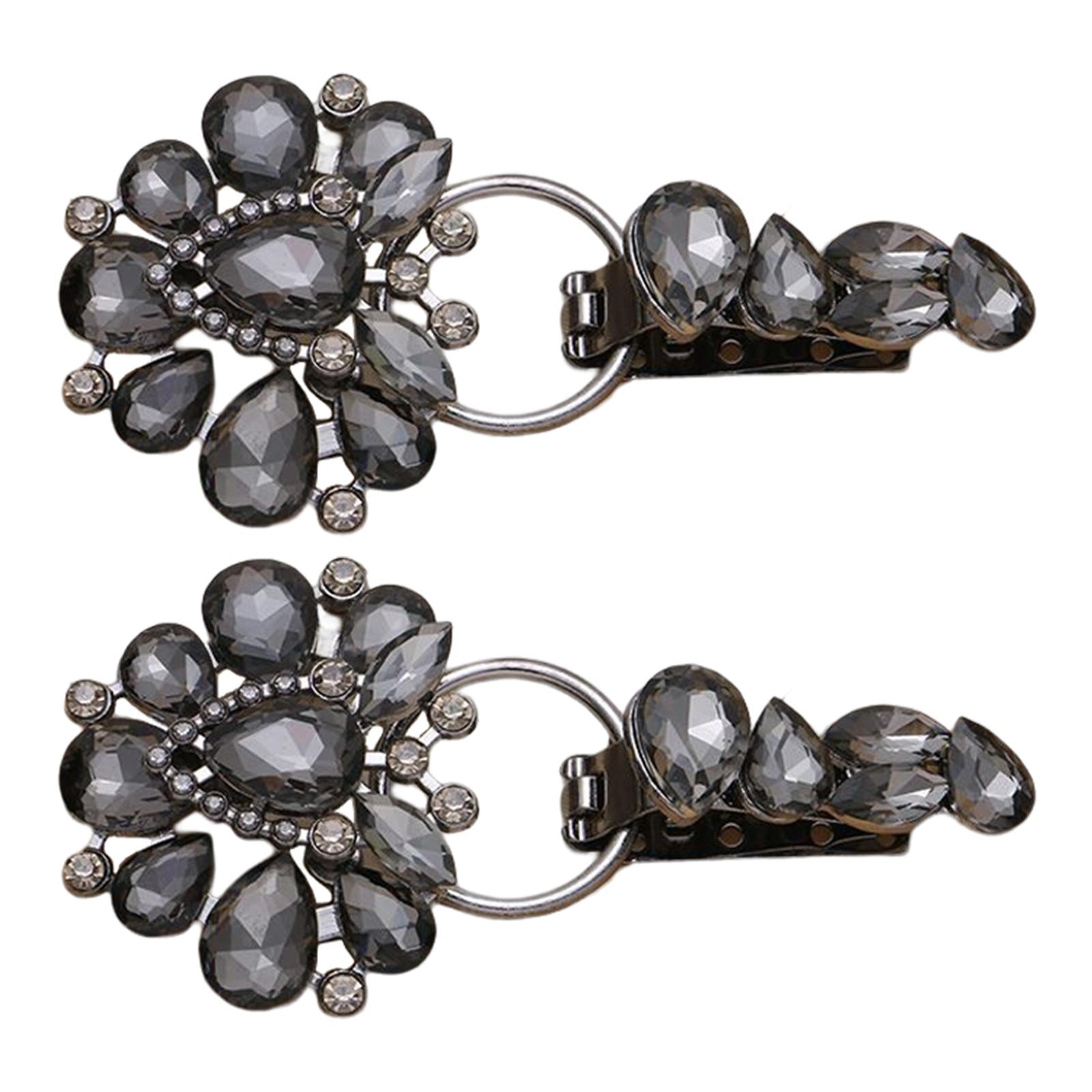 Luxury Metal Alloy Rhinestones Duckbill Button Fur Suede Coat Accessory Black