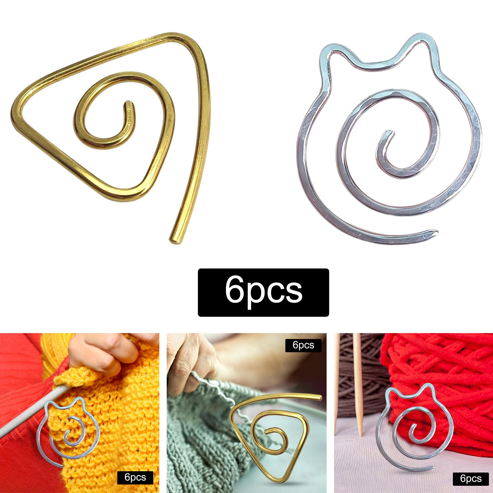 6X Needle Spiral Cable Needle for Knitting Bent Tapestry Silver Cat