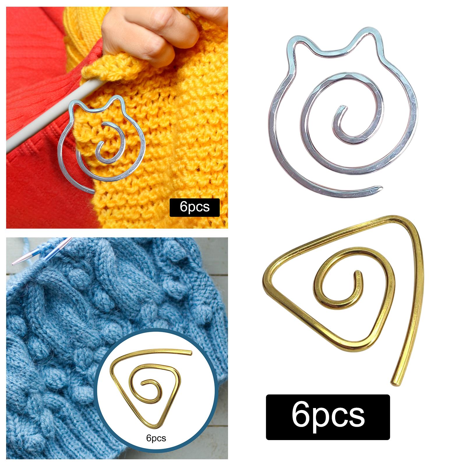 6X Needle Spiral Cable Needle for Knitting Bent Tapestry Silver Cat