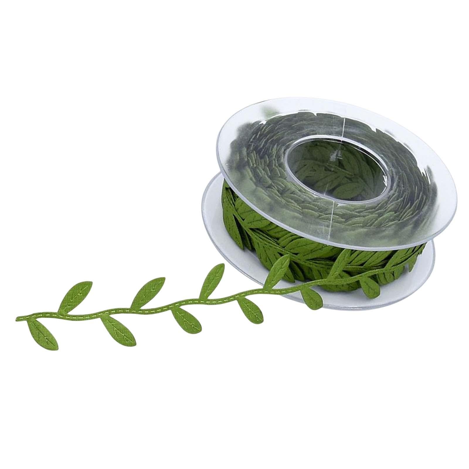 16.4 Yards Artificial Green Leaf Ribbon Trim Gift Wrapping Decorating Sewing
