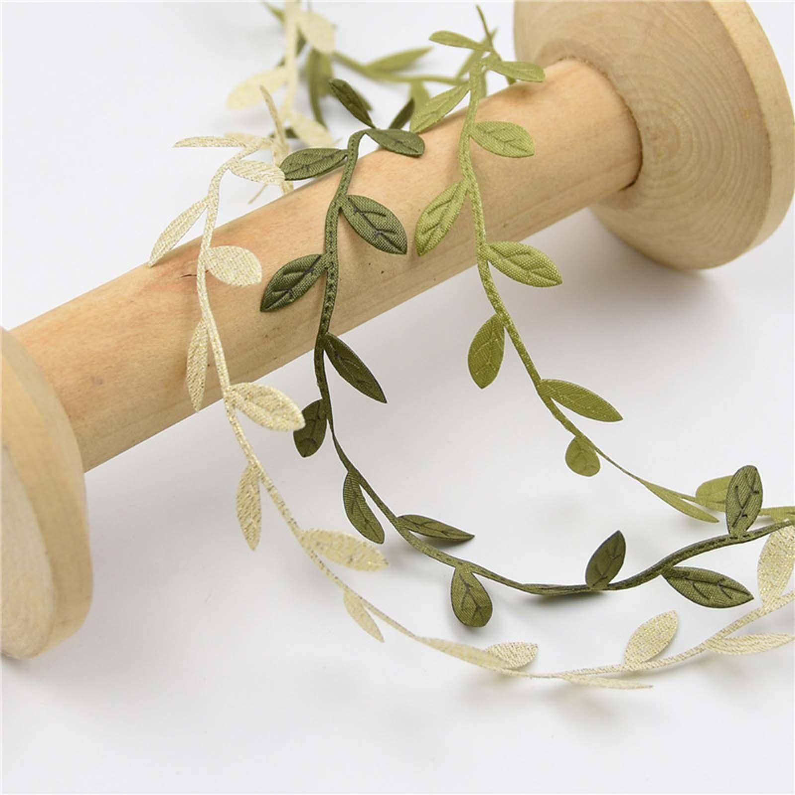 16.4 Yards Artificial Green Leaf Ribbon Trim Gift Wrapping Decorating Sewing