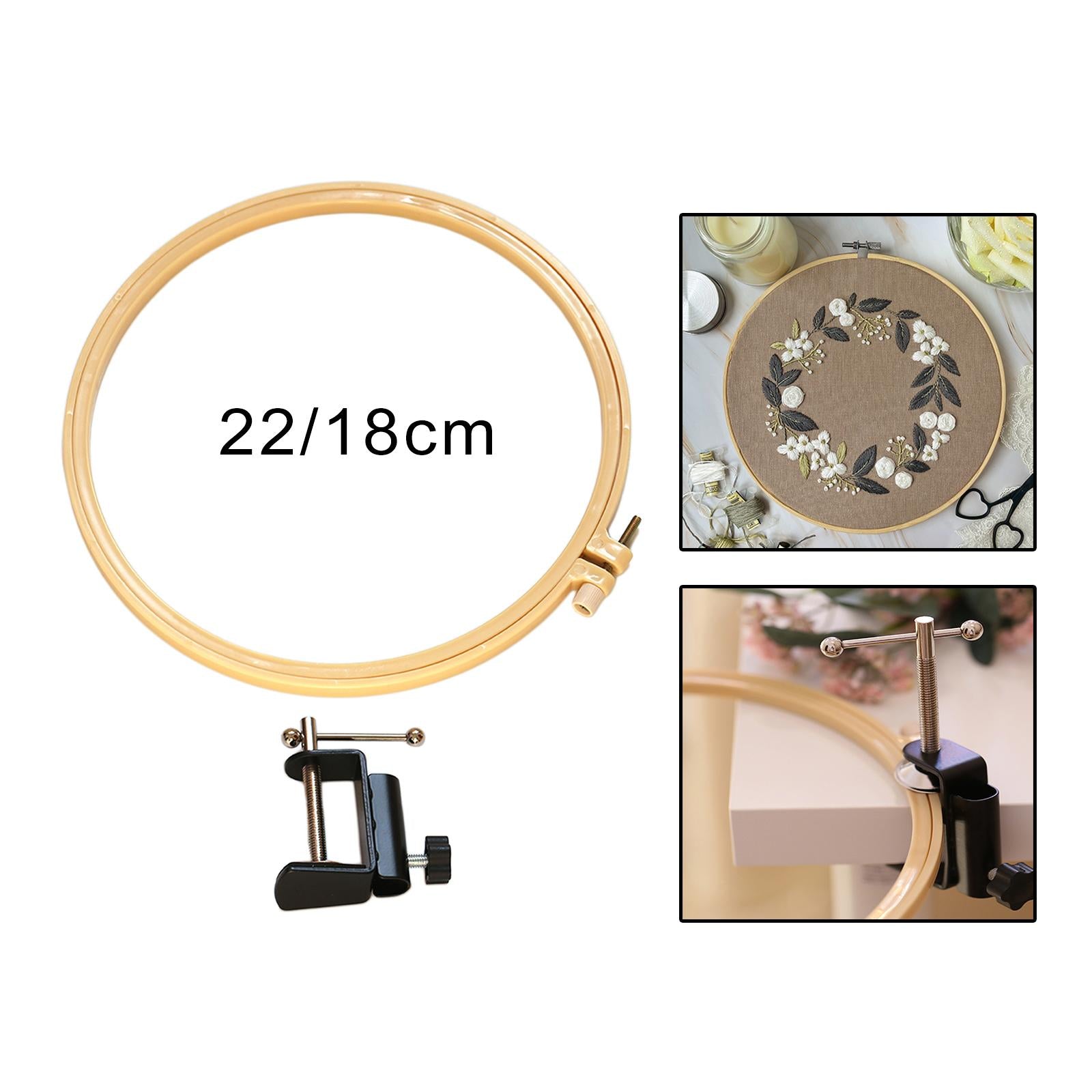 Plastic Embroidery Hoop Spring Tension Sewing Needlework Circle Reusable Inner Diameter 22cm