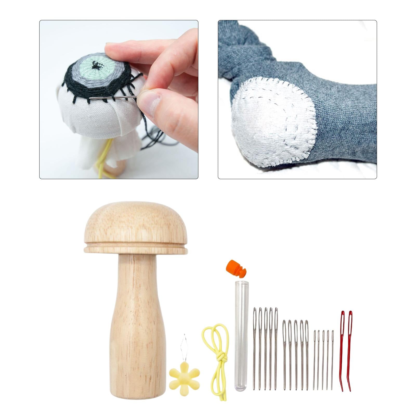 Cute Mushroom Shape Sewing Tools Kit Lightweight Repair for Sock Sewing Hats