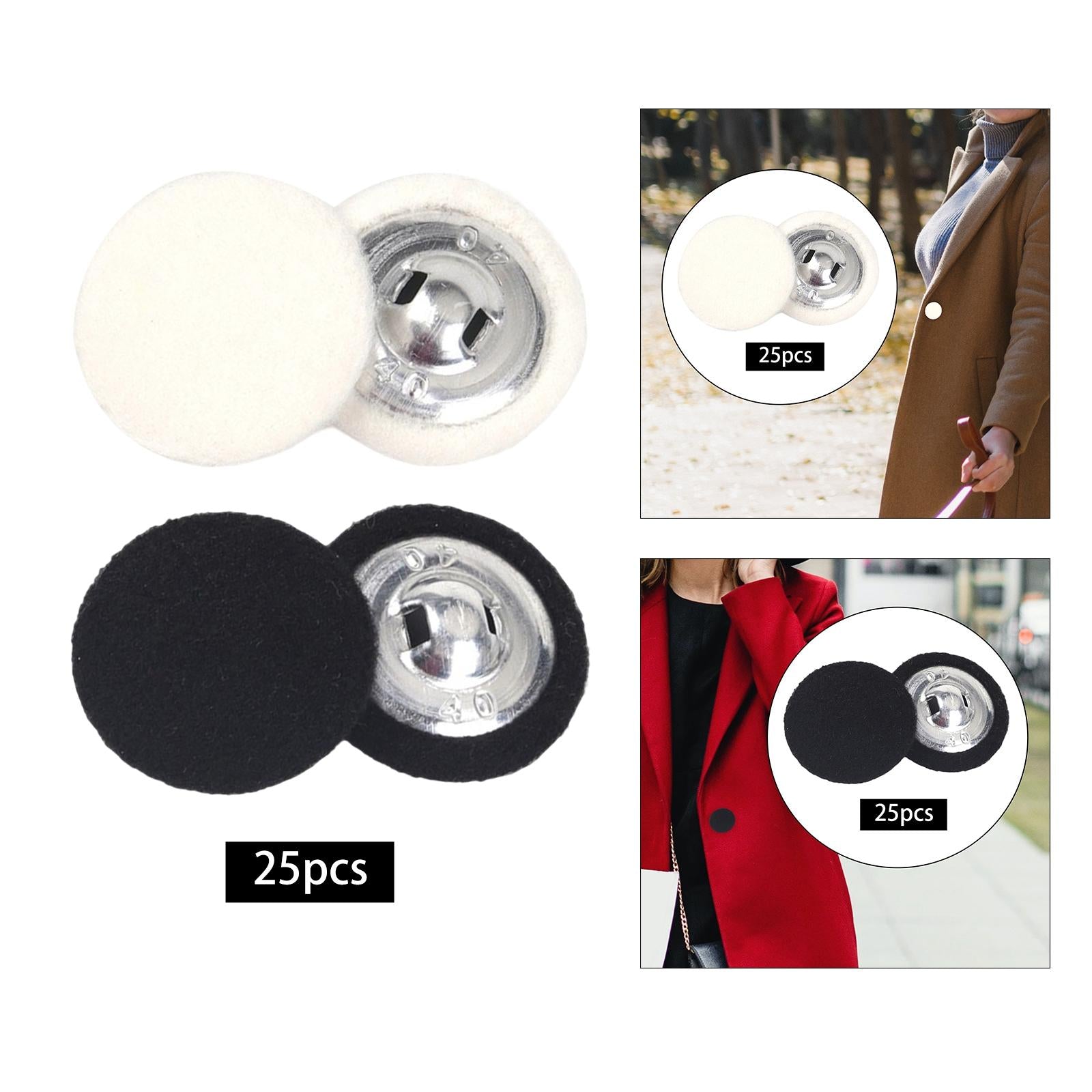 50X DIY Fabric Covered Round Buttons Decor Sewing Clothing Accessories White