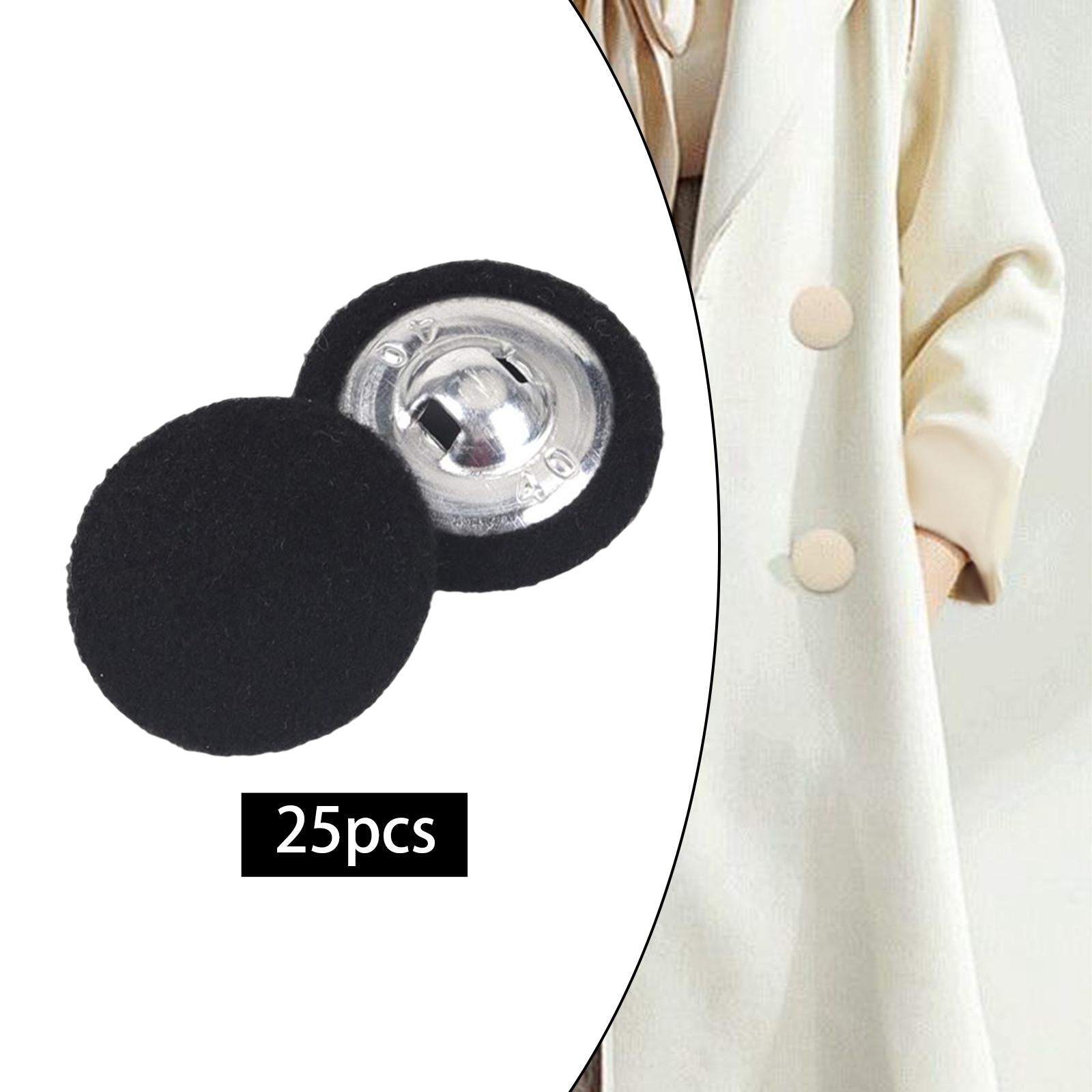50X DIY Fabric Covered Round Buttons Decor Sewing Clothing Accessories Black