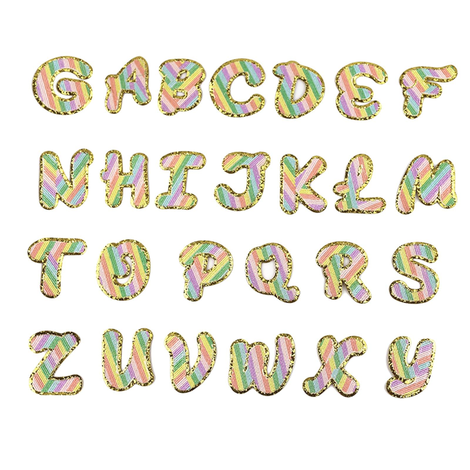 26Pieces Embroidery Patches A-Z English Letter Sew On for Coats Hat Clothing Self Adhesive
