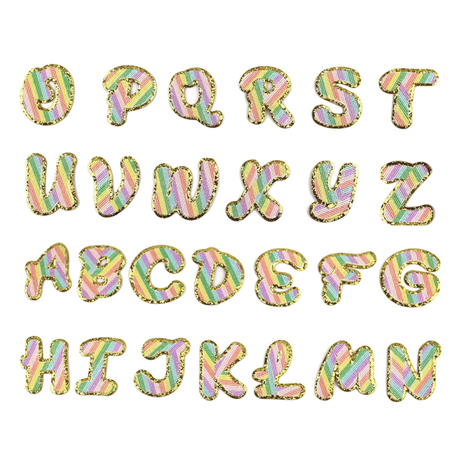 26Pieces Embroidery Patches A-Z English Letter Sew On for Coats Hat Clothing Self Adhesive