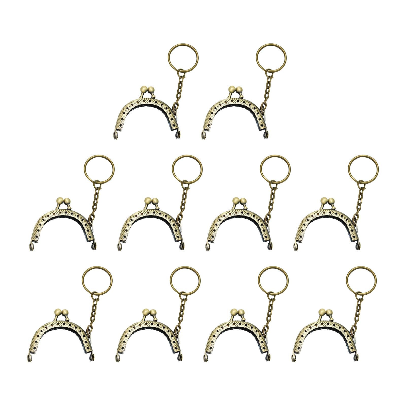 10Pcs Metal Purse Frame Semicircle Bag Handle Bag Kiss Clasp Lock for Sewing Bronze