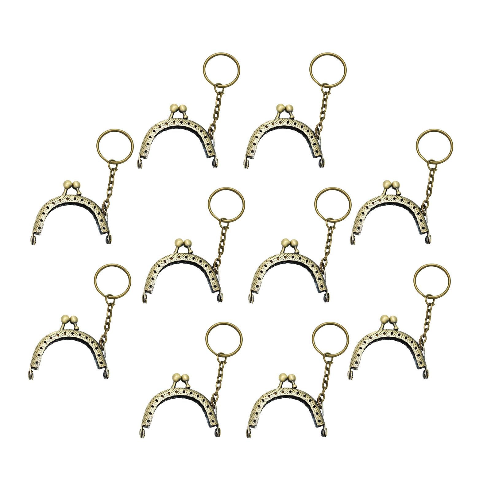 10Pcs Metal Purse Frame Semicircle Bag Handle Bag Kiss Clasp Lock for Sewing Bronze