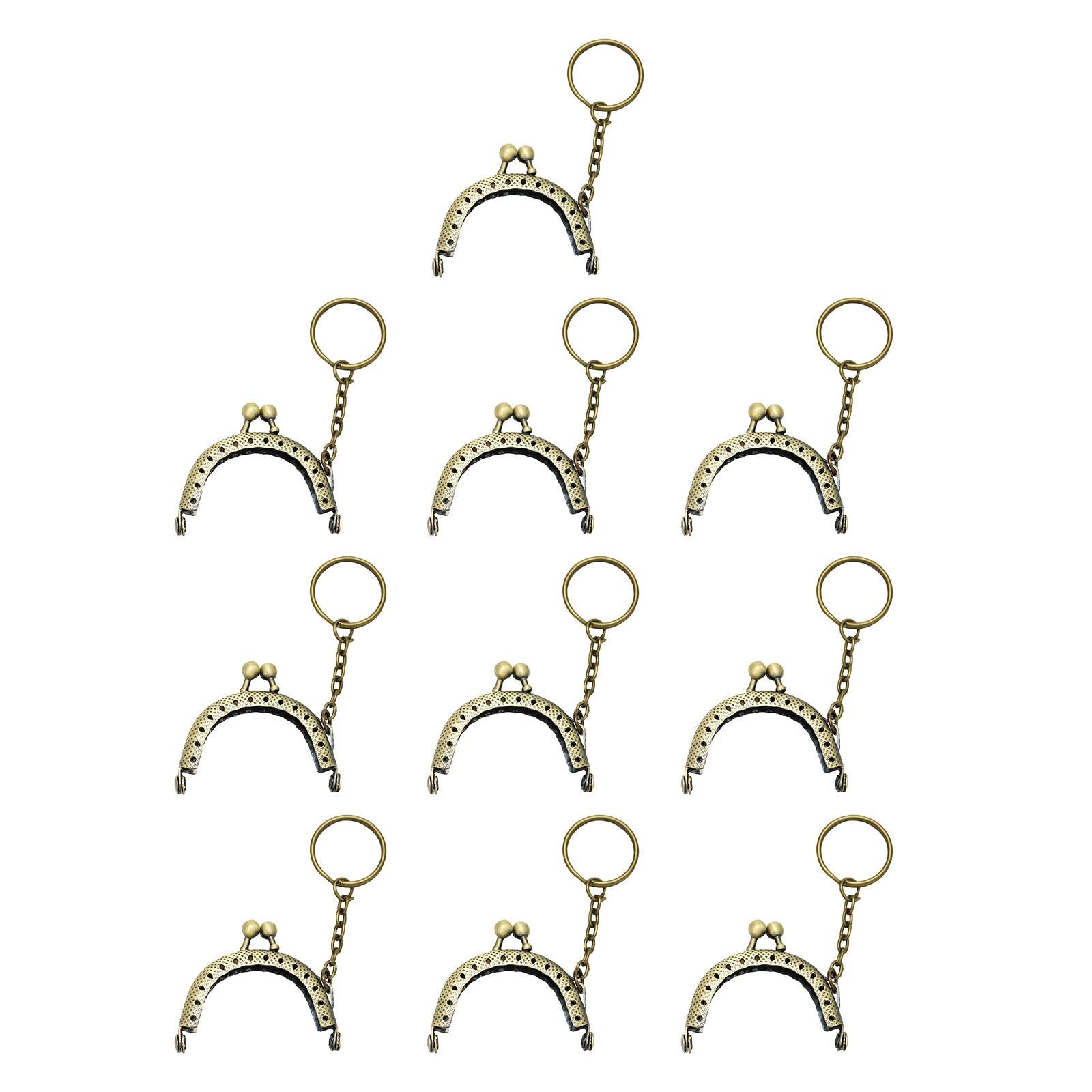 10Pcs Metal Purse Frame Semicircle Bag Handle Bag Kiss Clasp Lock for Sewing Bronze