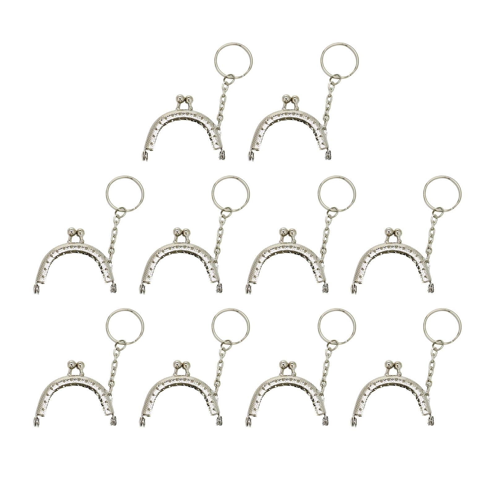 10Pcs Metal Purse Frame Semicircle Bag Handle Bag Kiss Clasp Lock for Sewing Silver