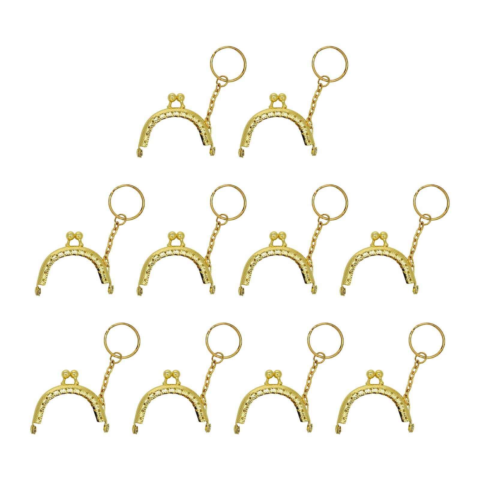 10Pcs Metal Purse Frame Semicircle Bag Handle Bag Kiss Clasp Lock for Sewing Gold