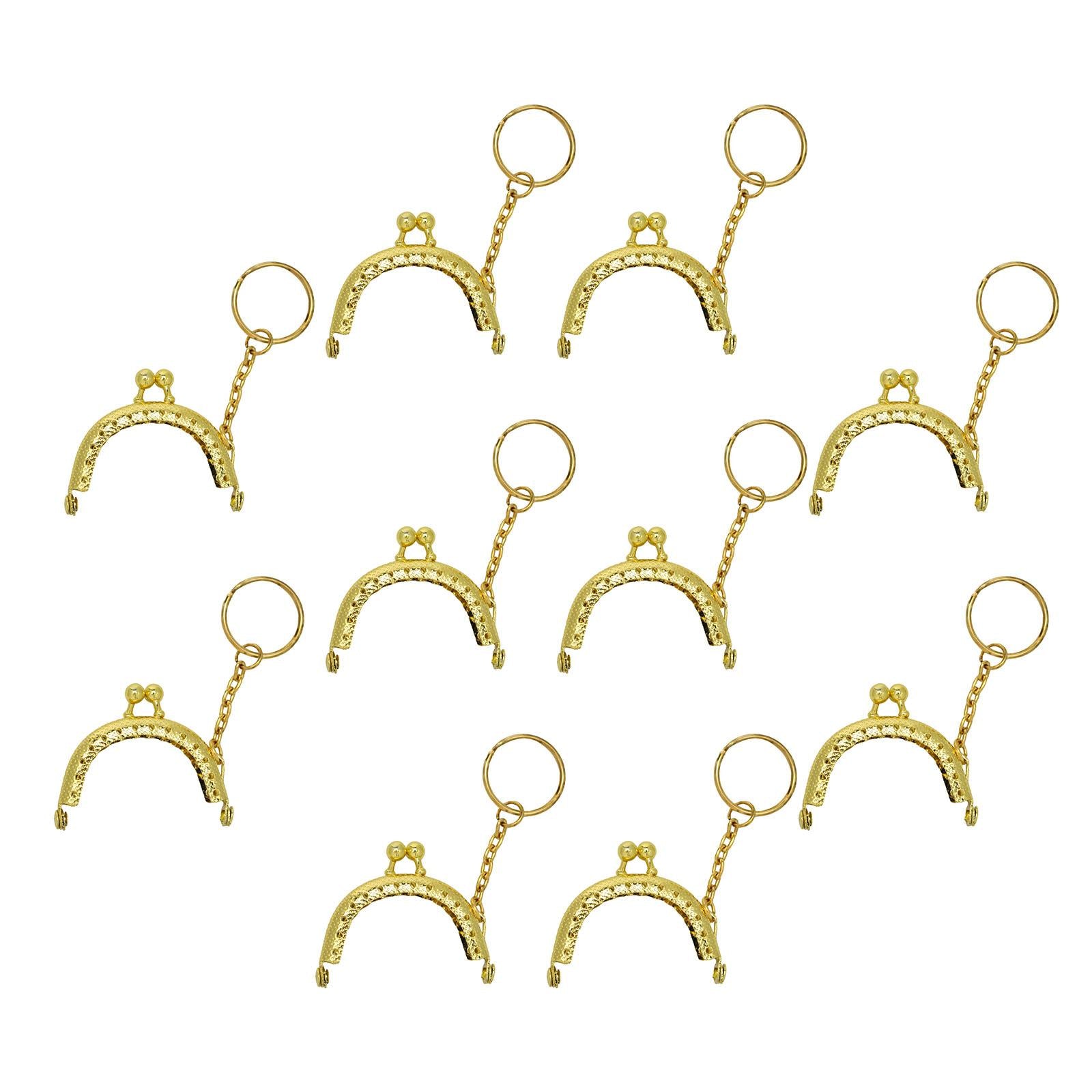 10Pcs Metal Purse Frame Semicircle Bag Handle Bag Kiss Clasp Lock for Sewing Gold