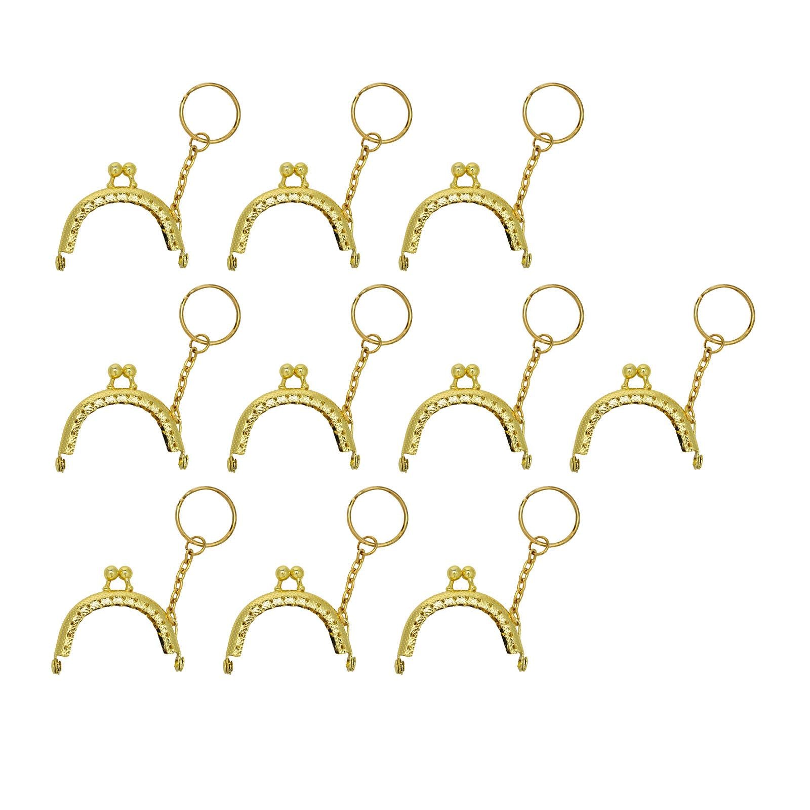 10Pcs Metal Purse Frame Semicircle Bag Handle Bag Kiss Clasp Lock for Sewing Gold