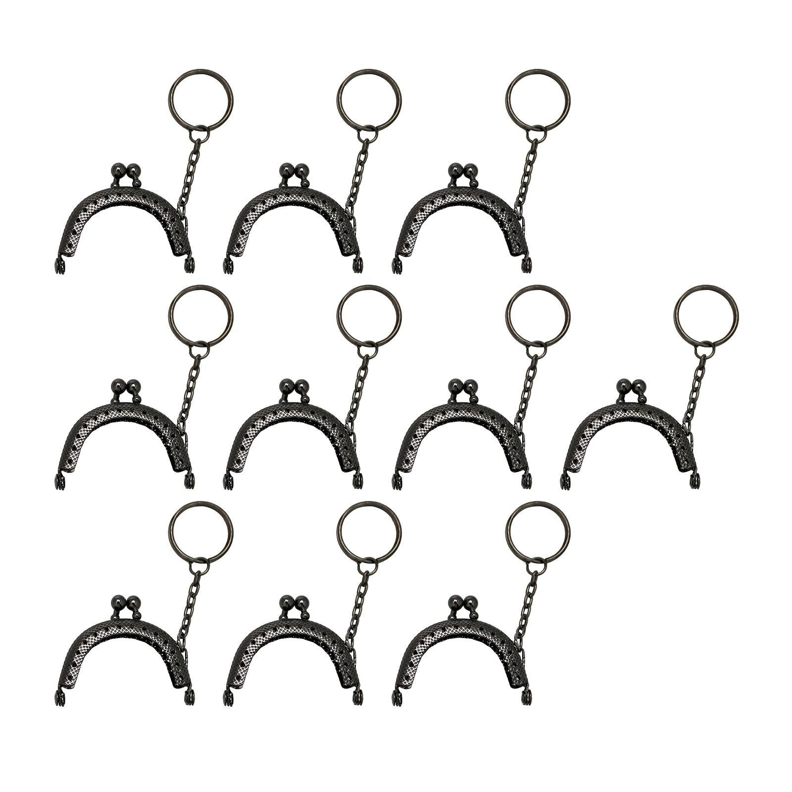 10Pcs Metal Purse Frame Semicircle Bag Handle Bag Kiss Clasp Lock for Sewing Black