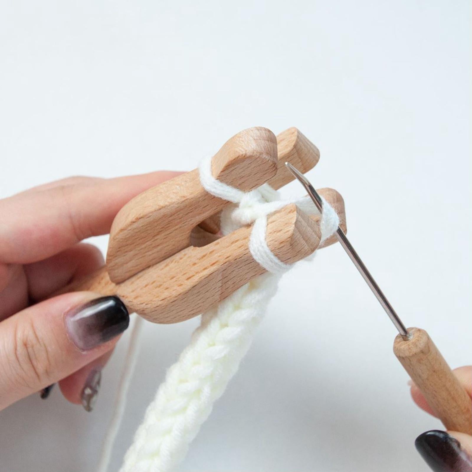 Knitting Tool Wood Fork Shape Hand Loom Craft Multifunctional Weaving Tool