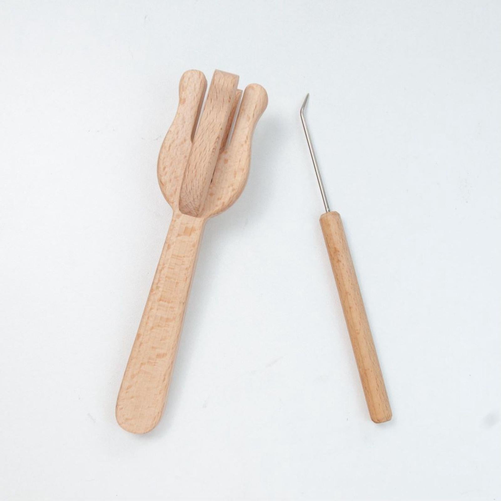 Knitting Tool Wood Fork Shape Hand Loom Craft Multifunctional Weaving Tool