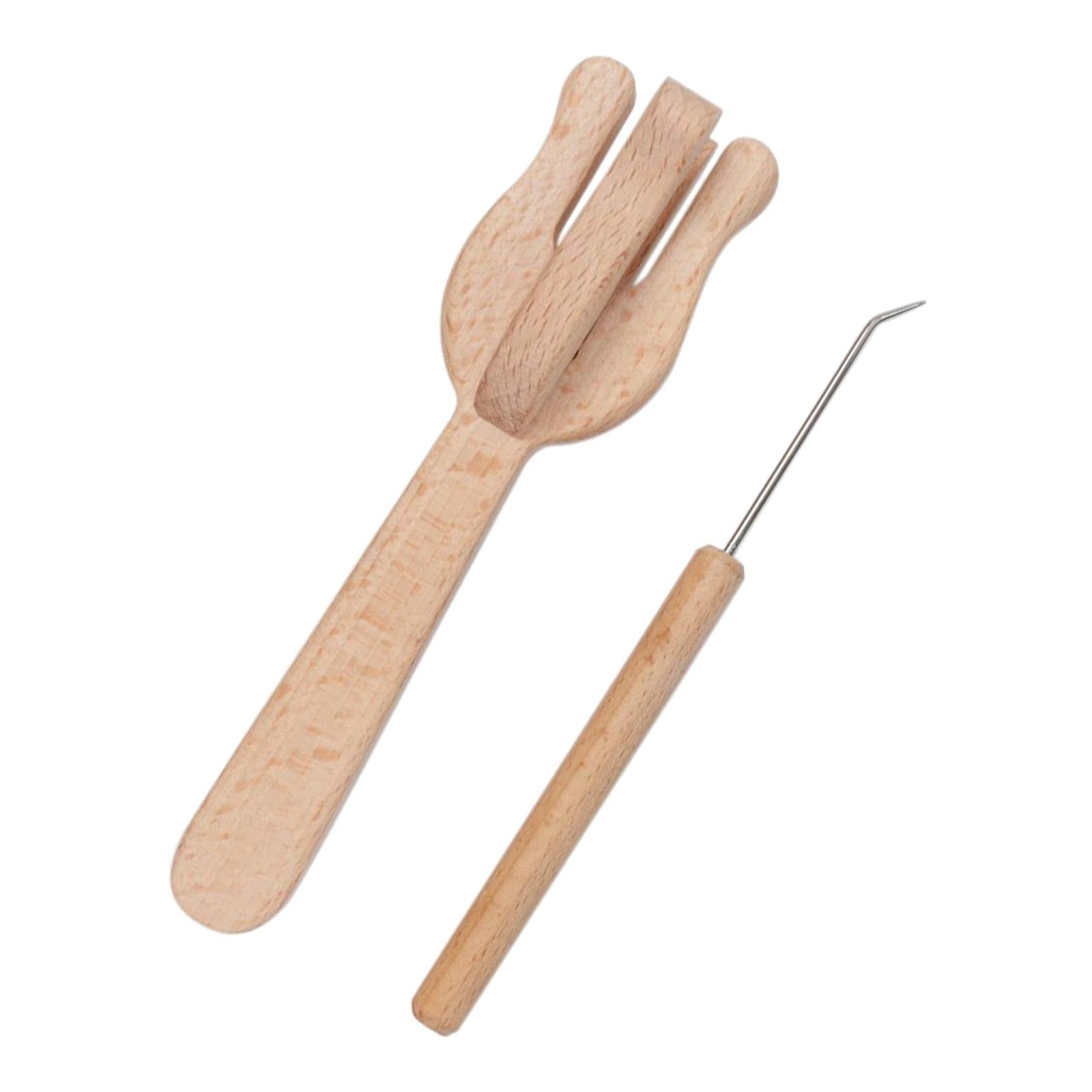 Knitting Tool Wood Fork Shape Hand Loom Craft Multifunctional Weaving Tool