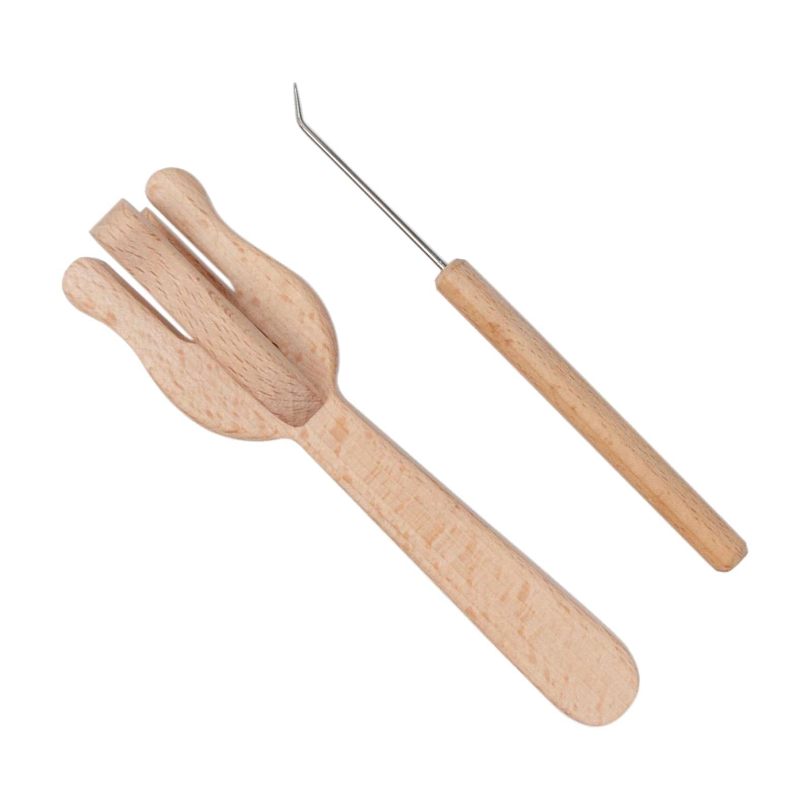 Knitting Tool Wood Fork Shape Hand Loom Craft Multifunctional Weaving Tool
