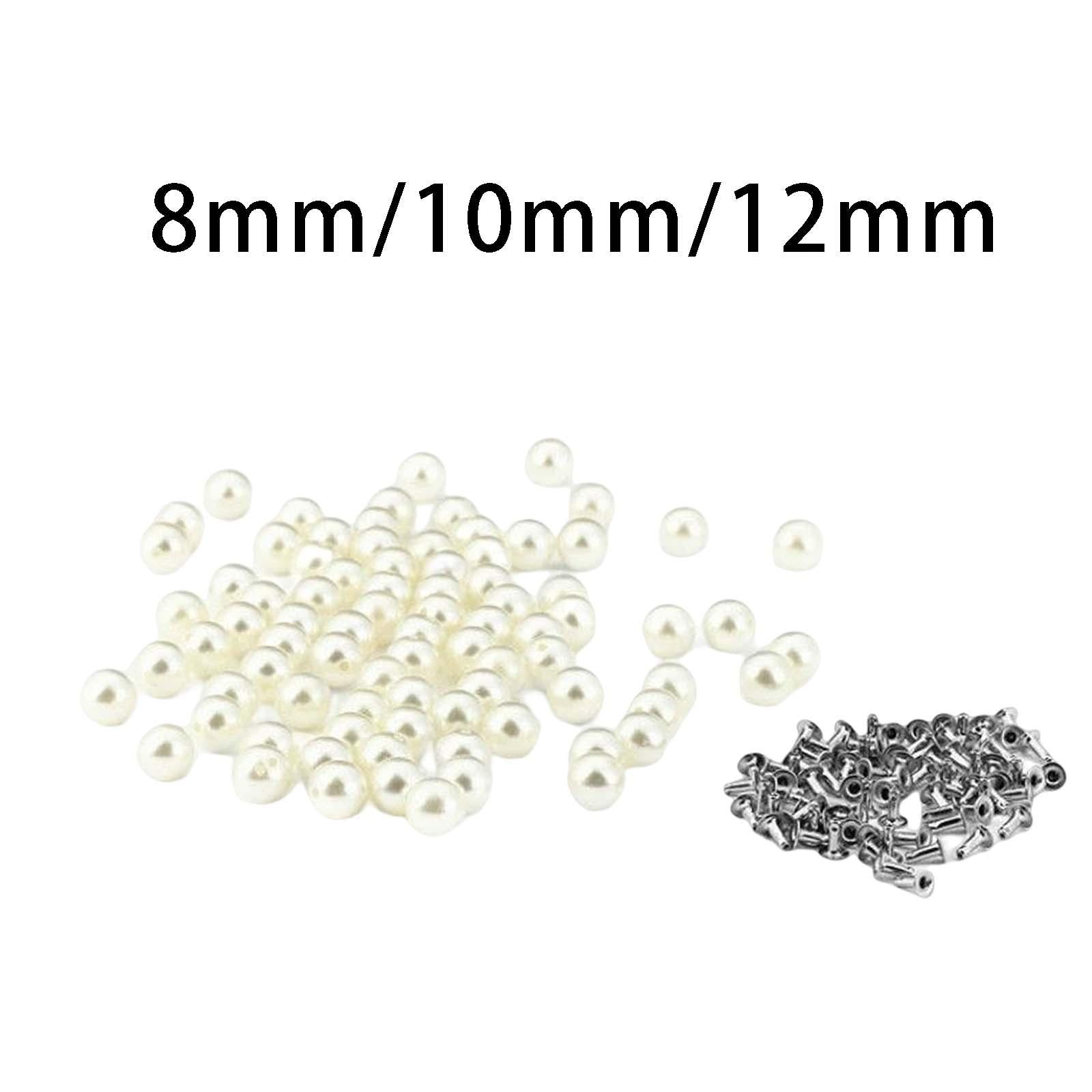 100Pcs Pearl Rivets Studs Single Half Hole for Leather Bag DIY Decor 8mm