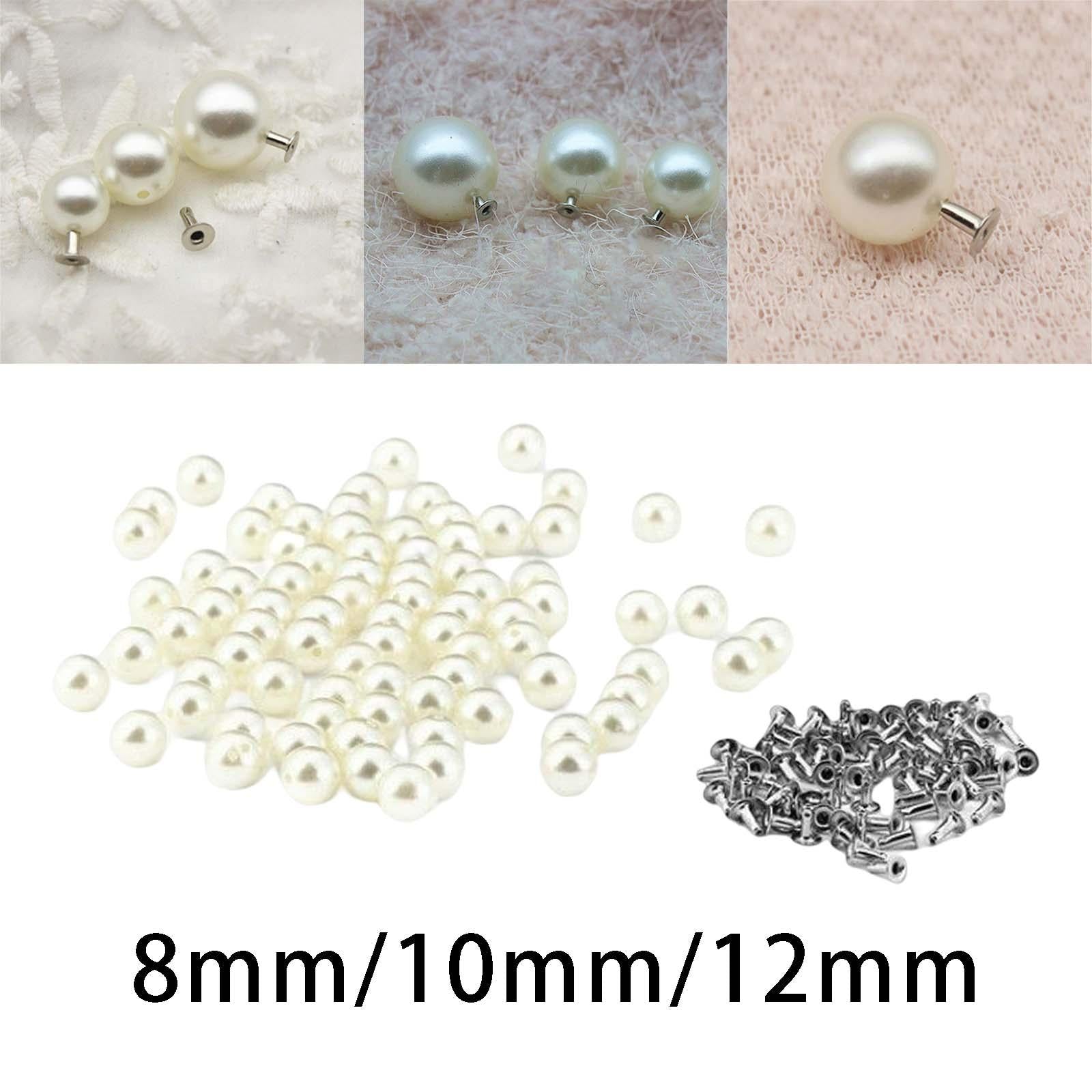 100Pcs Pearl Rivets Studs Single Half Hole for Leather Bag DIY Decor 8mm