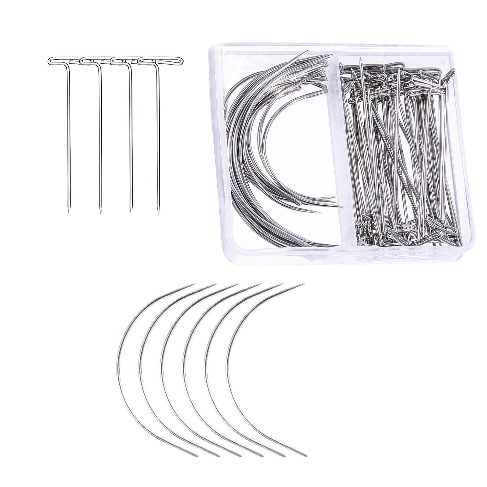Curved Pins Leather Blocking Knitting Hand Sewing Pins 70Pcs 3in 2in T Pins