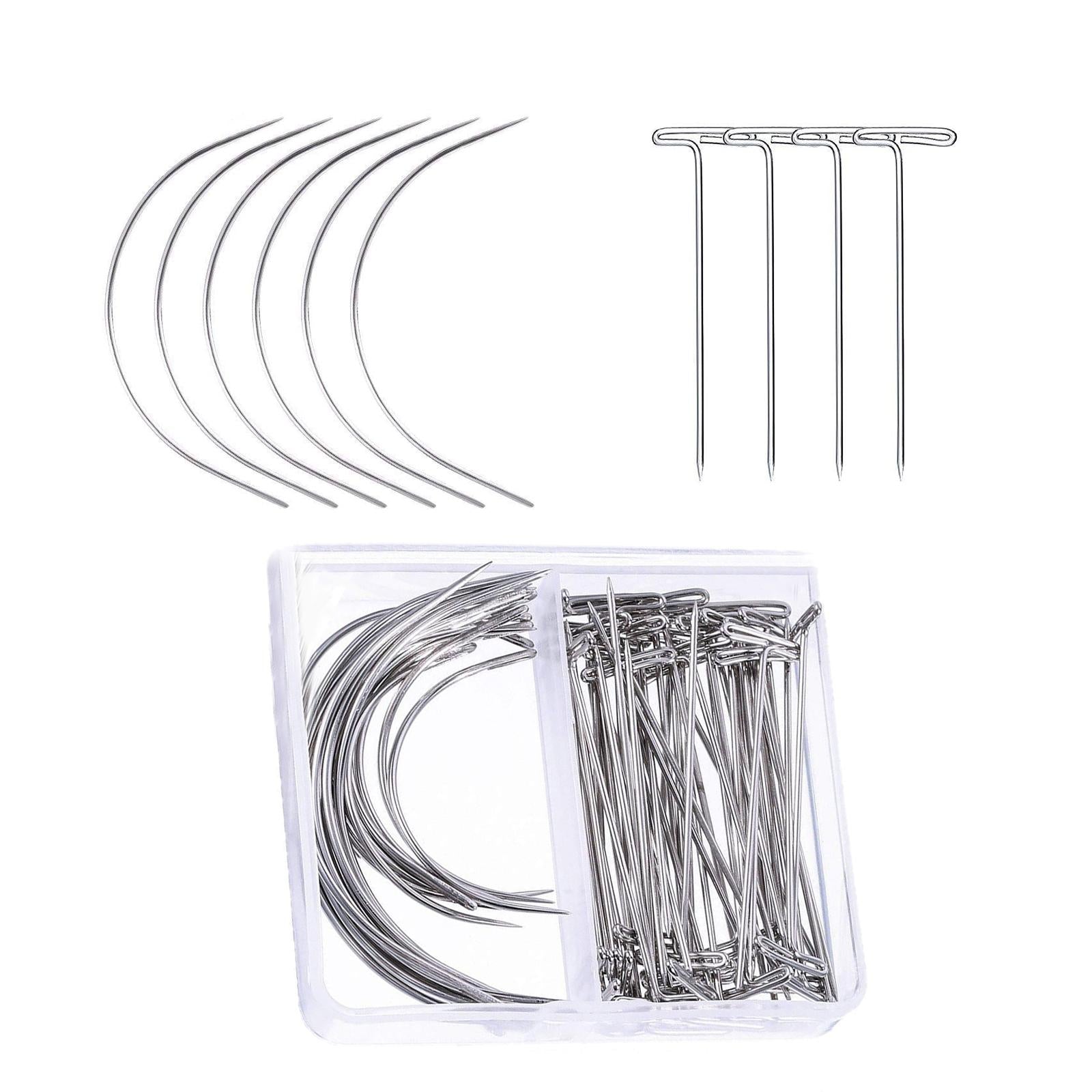 Curved Pins Leather Blocking Knitting Hand Sewing Pins 70Pcs 3in 2in T Pins