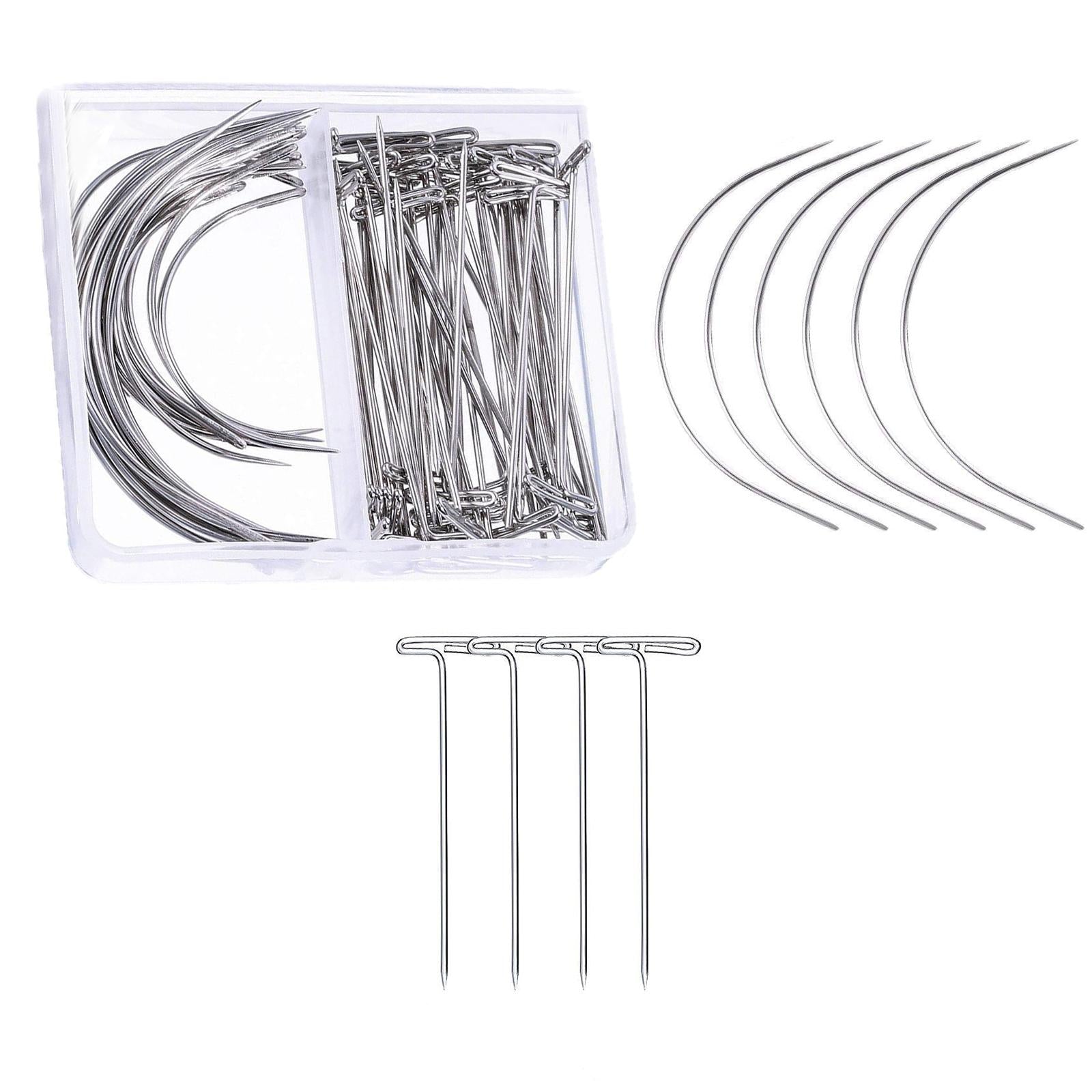 Curved Pins Leather Blocking Knitting Hand Sewing Pins 70Pcs 3in 2in T Pins