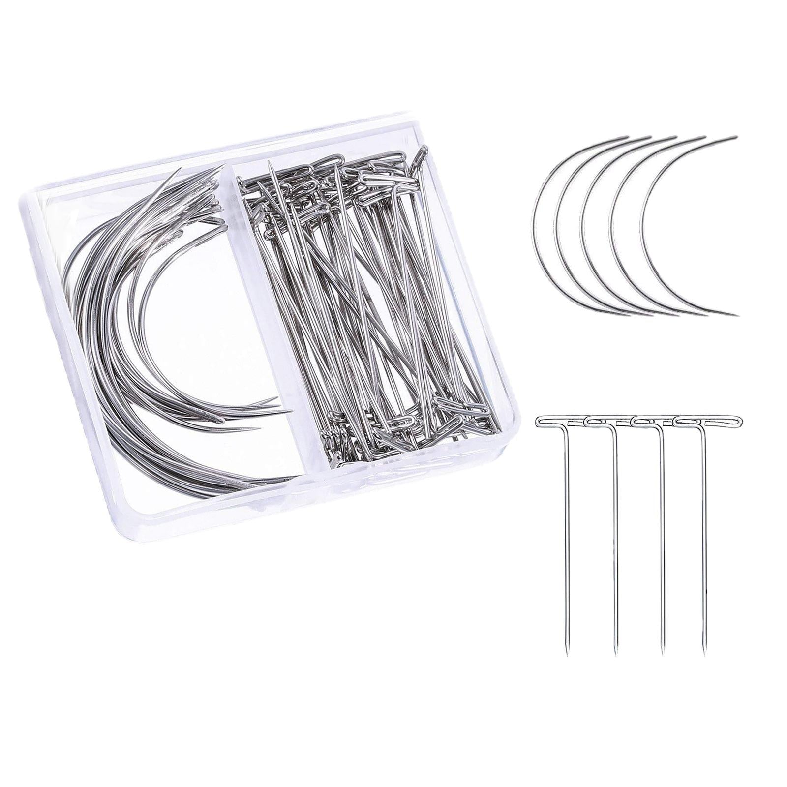 Curved Pins Leather Blocking Knitting Hand Sewing Pins 70Pc 2.5in 2in T Pin