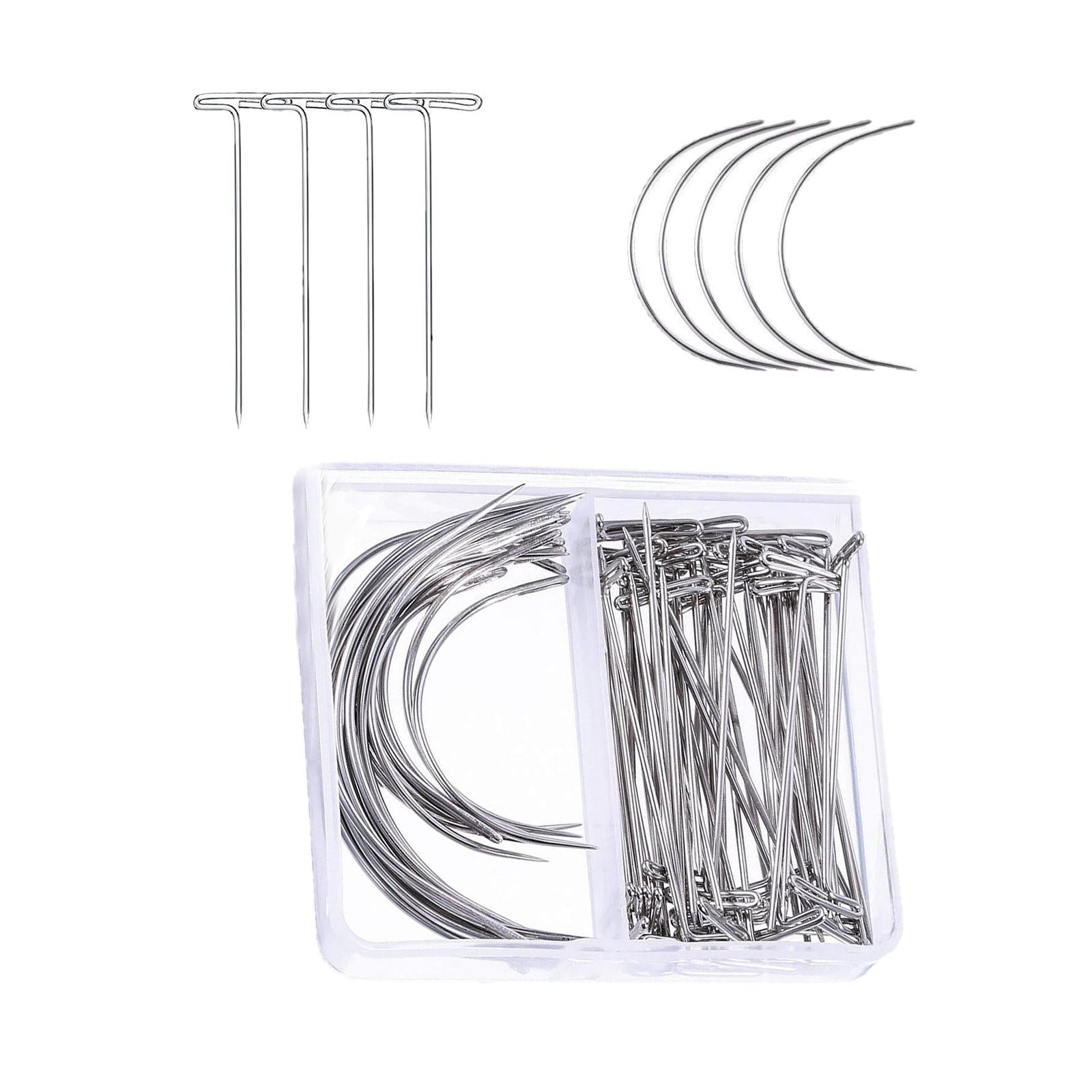 Curved Pins Leather Blocking Knitting Hand Sewing Pins 70Pc 2.5in 2in T Pin