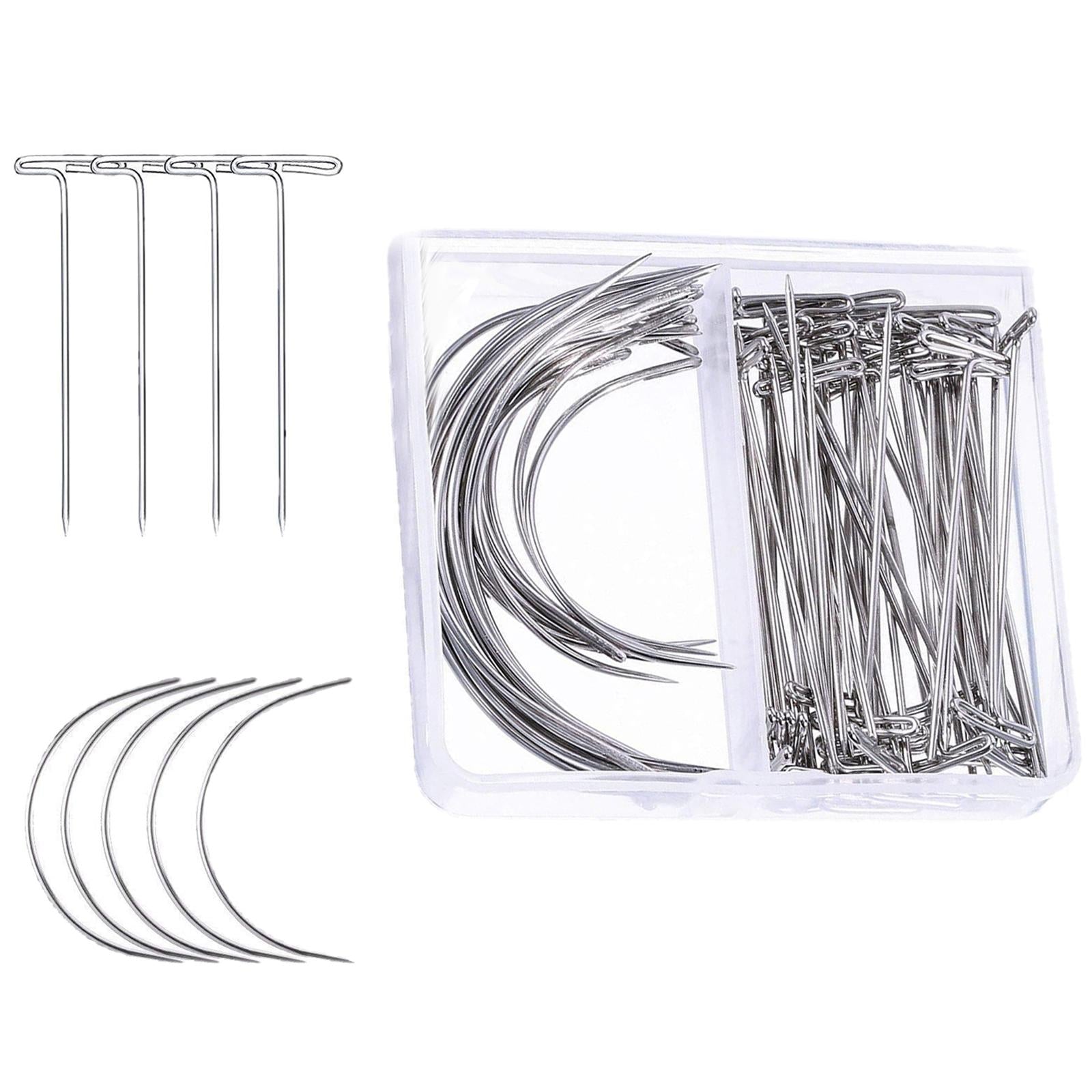 Curved Pins Leather Blocking Knitting Hand Sewing Pins 70Pc 2.5in 2in T Pin