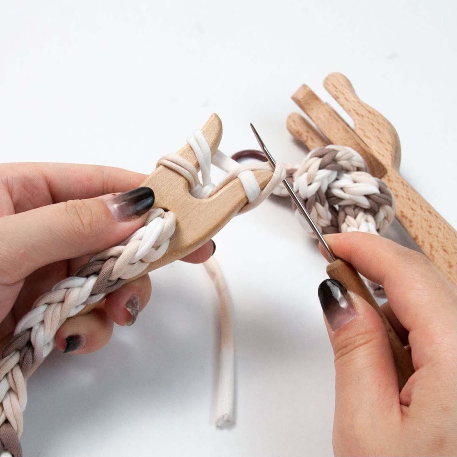Knitting Fork Braiding Tool DIY Wooden Gift Accessories for Cordmaking