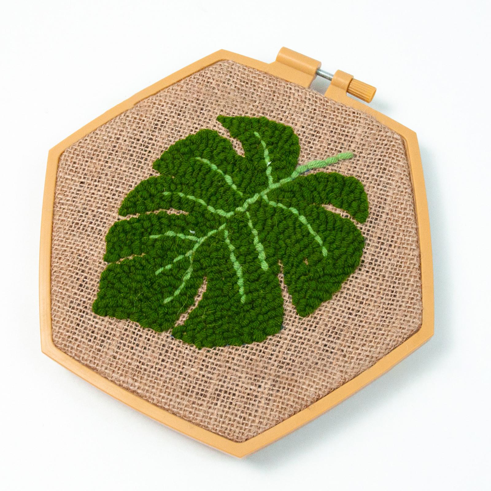 Hexagonal Punch Needle Embroidery Kits Wooden Handle for Starter Kids Adults