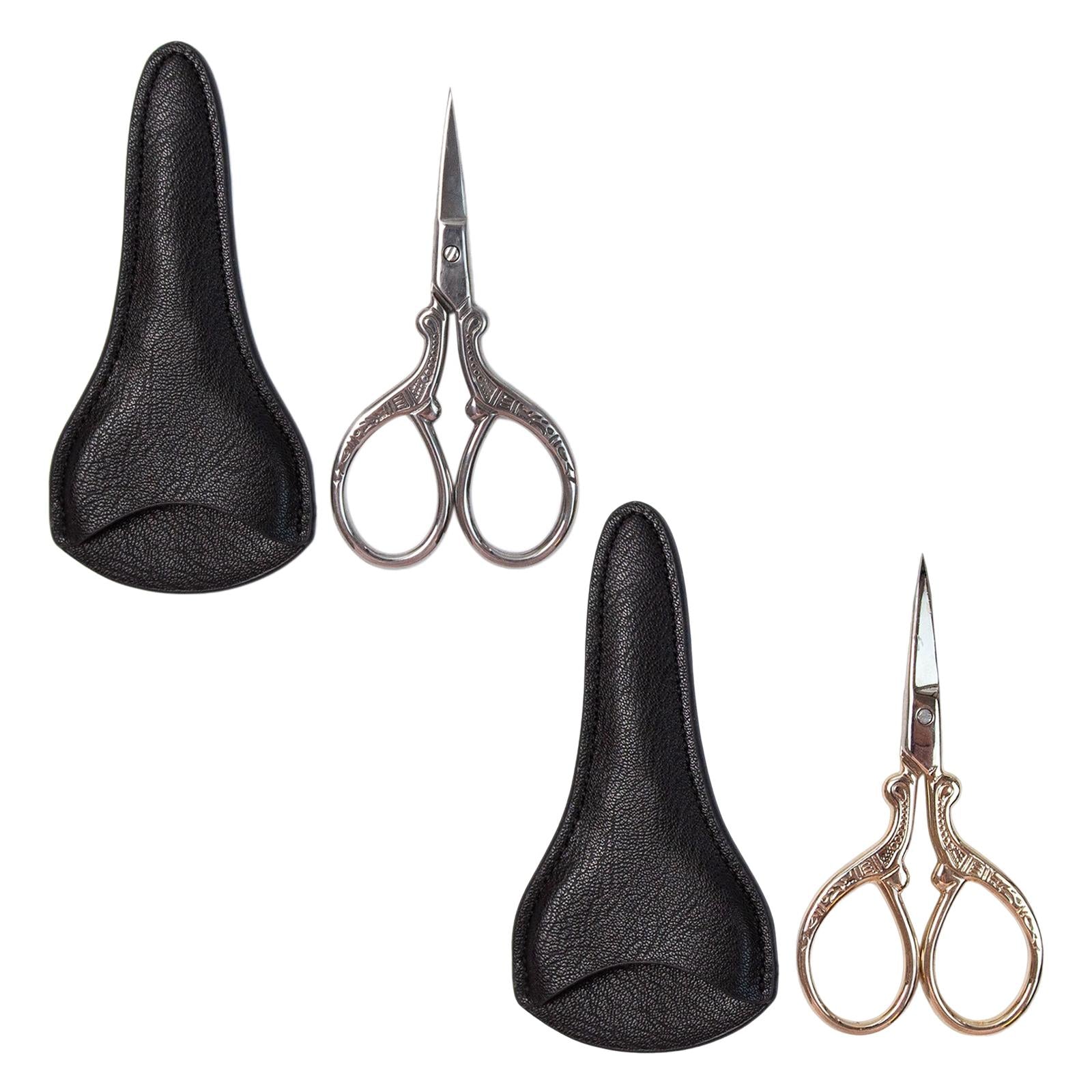 Embroidery Scissors with PU Leather Cover for Quilting Crafts Needlework Silver
