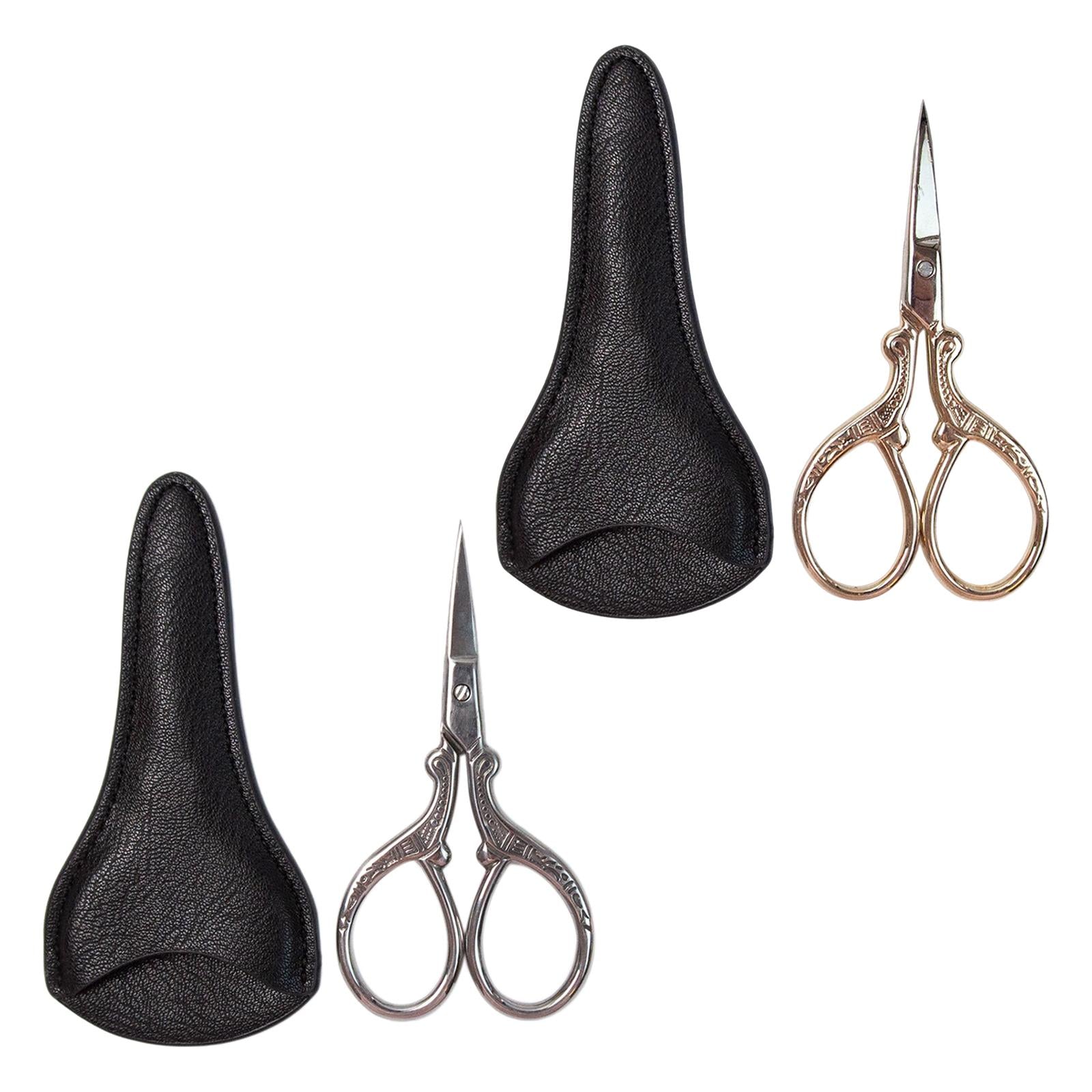 Embroidery Scissors with PU Leather Cover for Quilting Crafts Needlework Silver