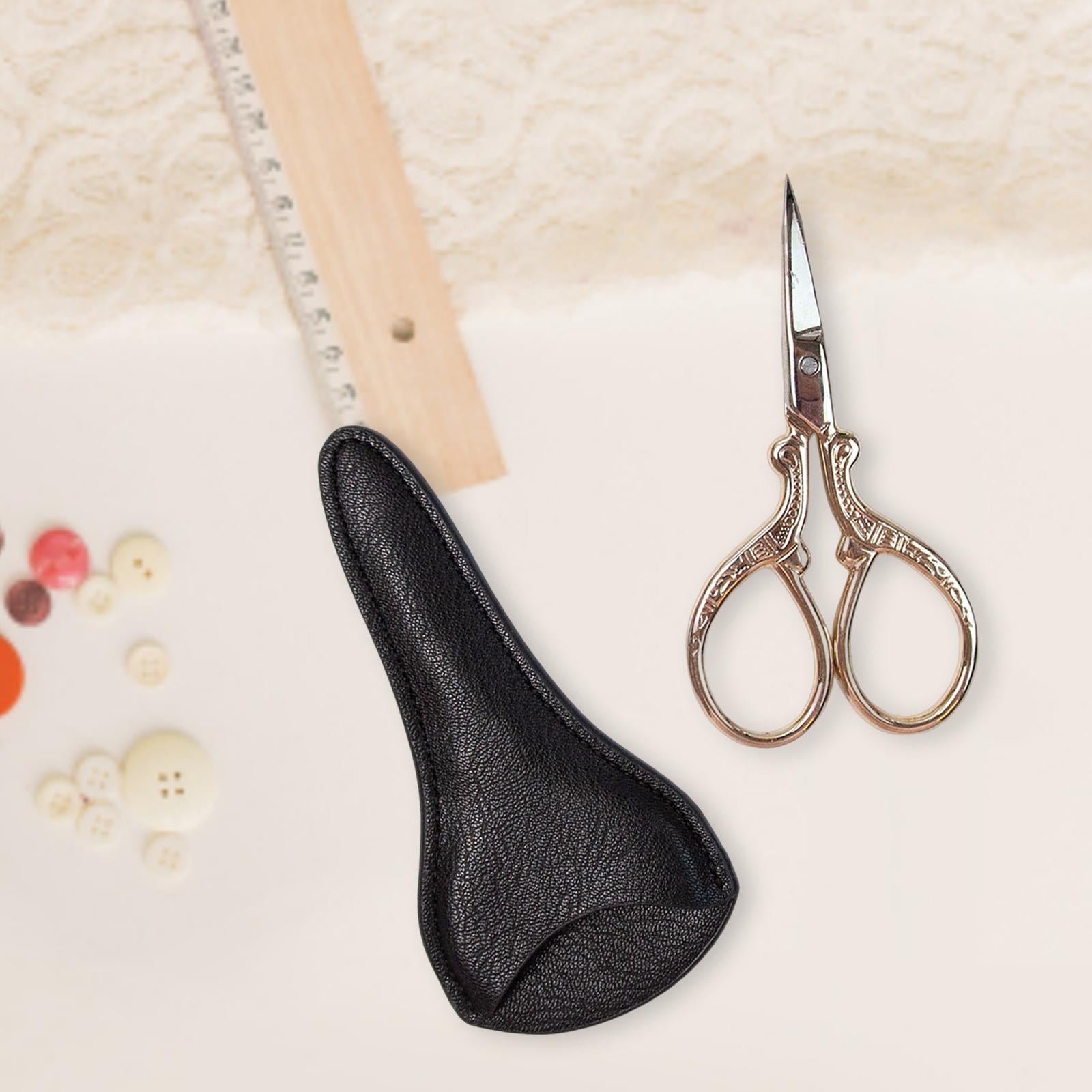 Embroidery Scissors with PU Leather Cover for Quilting Crafts Needlework Golden