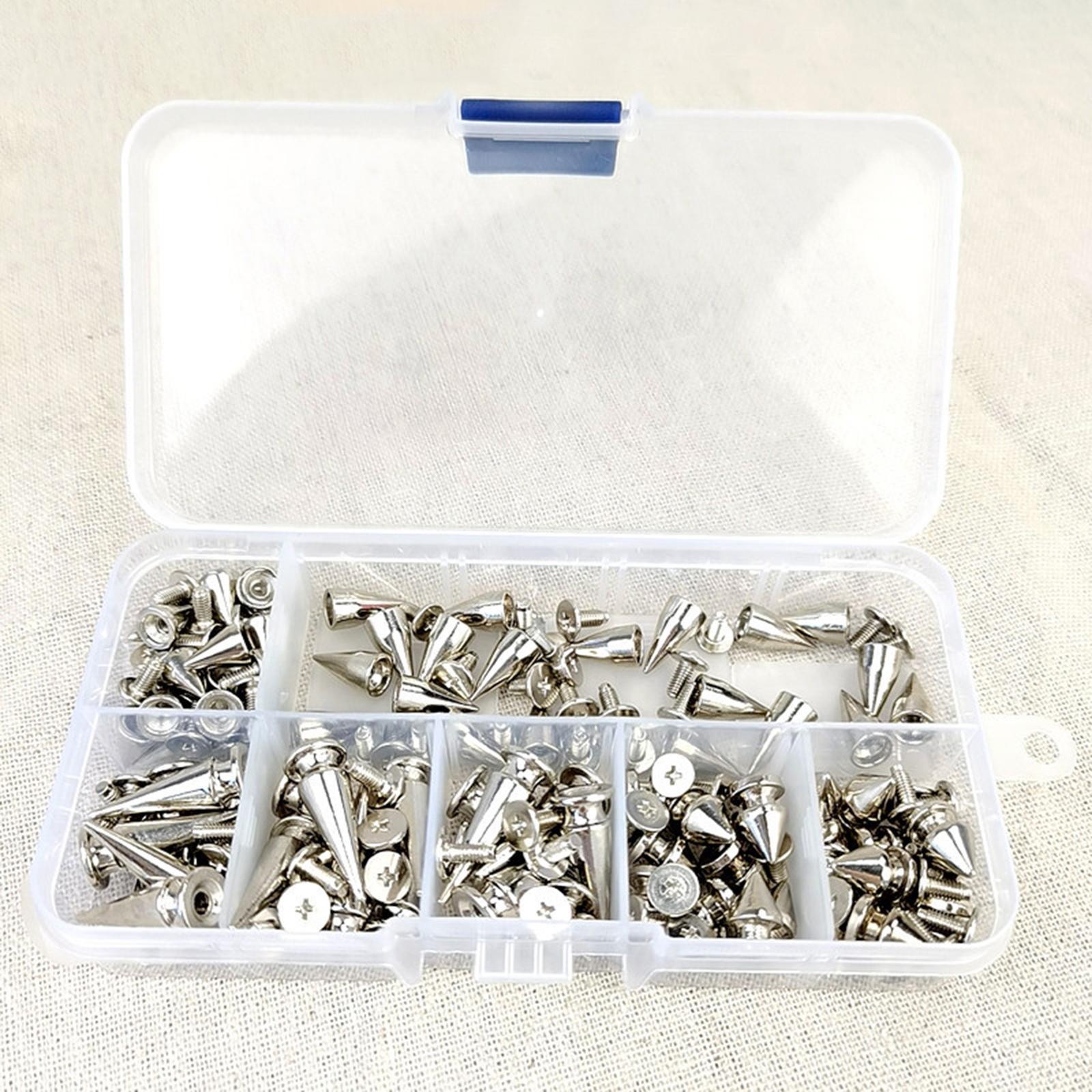 80 Pieces Zinc Alloy Cone Spikes Punk Rivets Stud Screw for Bag Craft Jacket