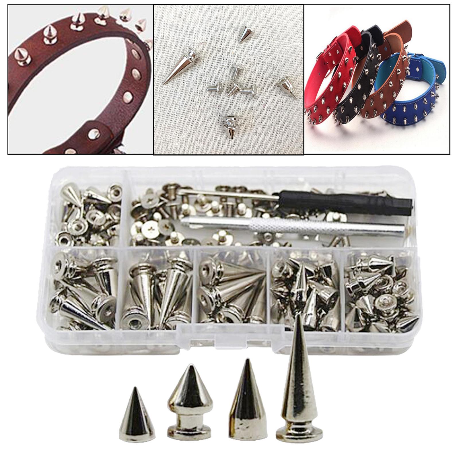 80 Pieces Zinc Alloy Cone Spikes Punk Rivets Stud Screw for Bag Craft Jacket