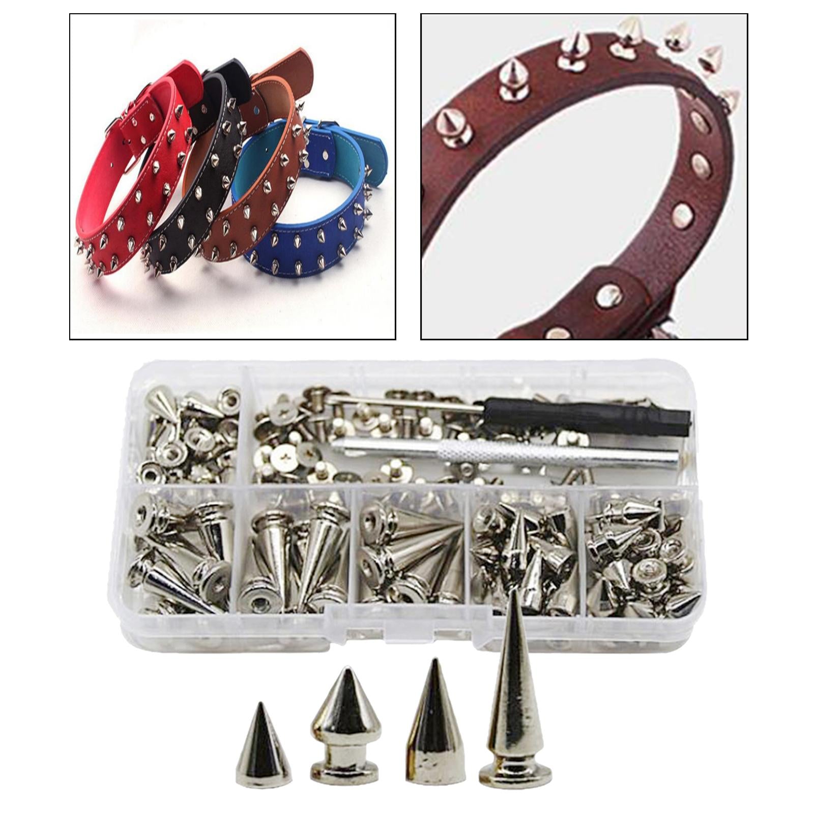 80 Pieces Zinc Alloy Cone Spikes Punk Rivets Stud Screw for Bag Craft Jacket